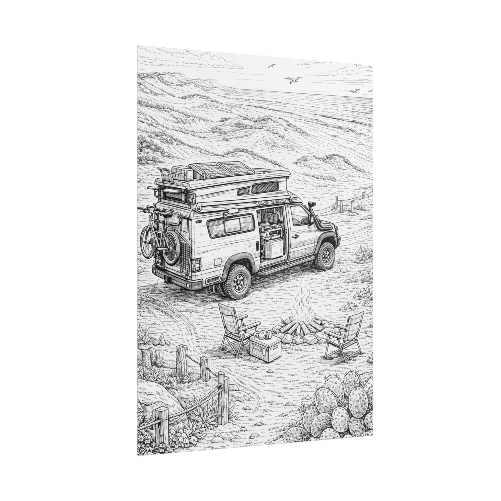 Campervan Poster — Vintage RV Camping Landscape Wall Art