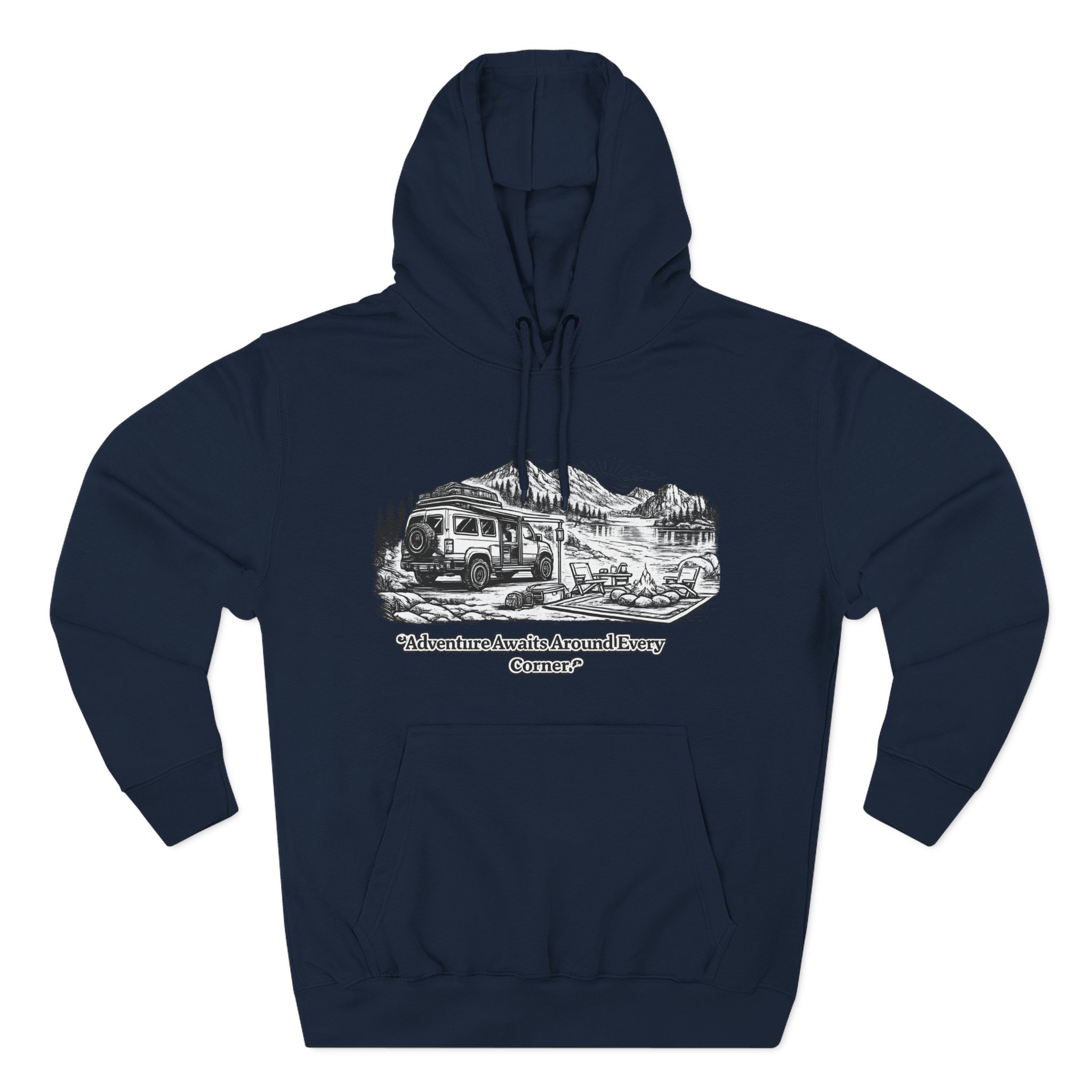 7544179708348197288_2048.jpeg Three-Panel Fleece Hoodie - "Adventure Awaits Around Every Corner" Design Minimal-Line