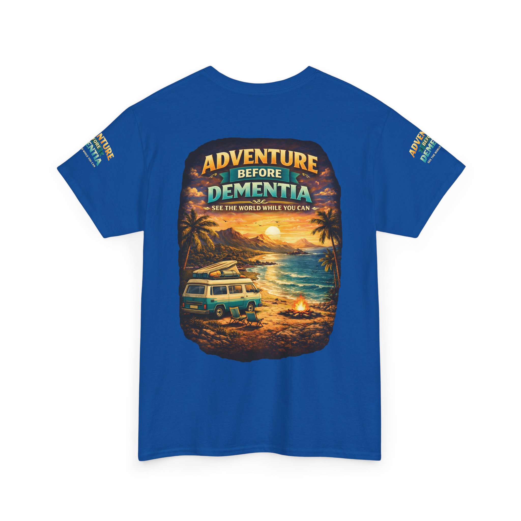 Unisex Heavy Cotton Tee — "Adventure Before Dementia" Design Scenic-Line
