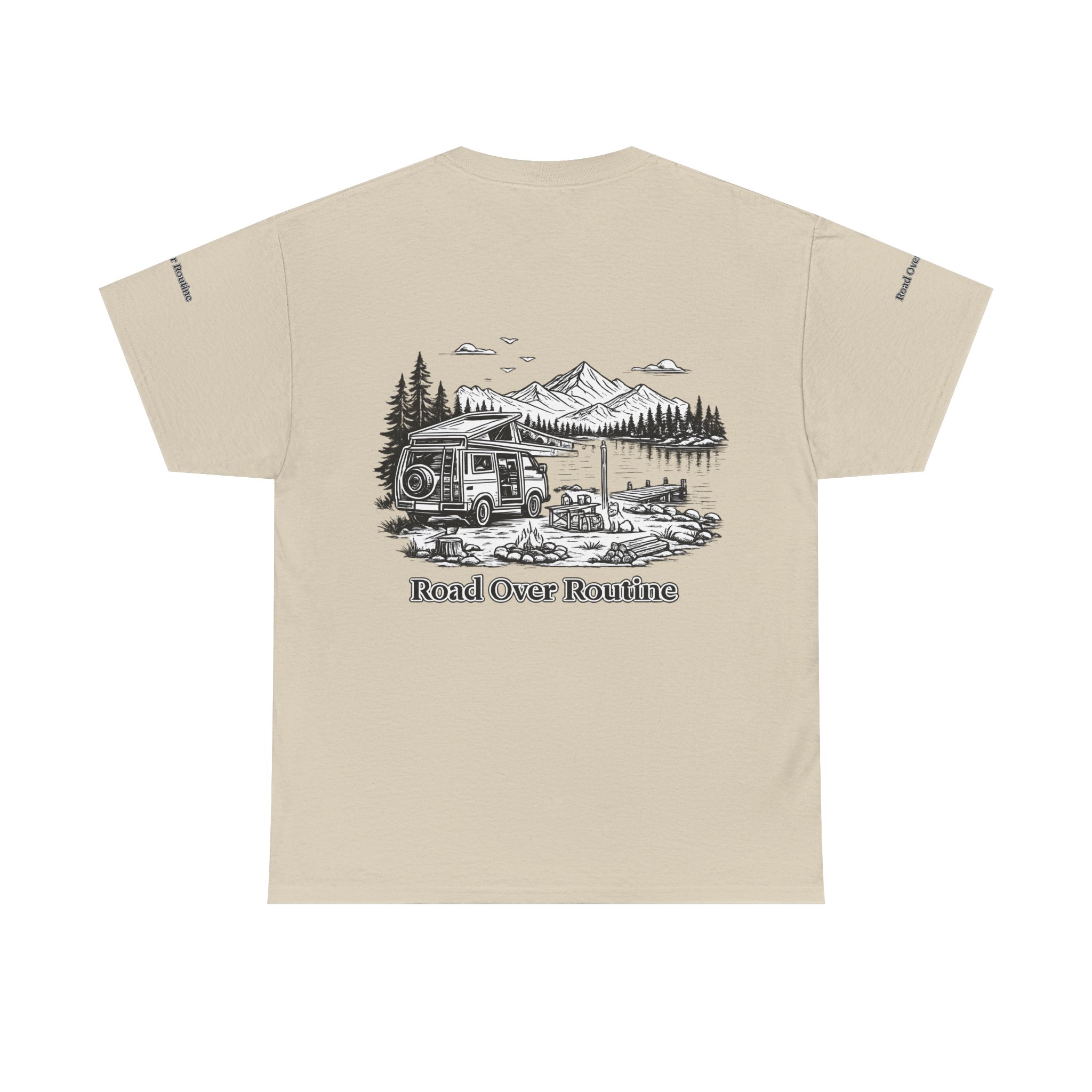 Unisex Heavy Cotton Tee — "Road Over Routine" Design Minimal-Line