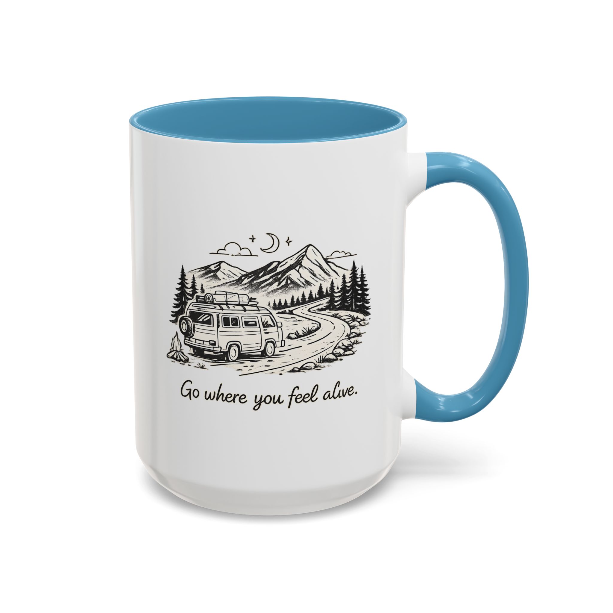 Accent Coffee Mug (11, 15oz) — "Go Where You Feel Alive" Design Minimal-Line