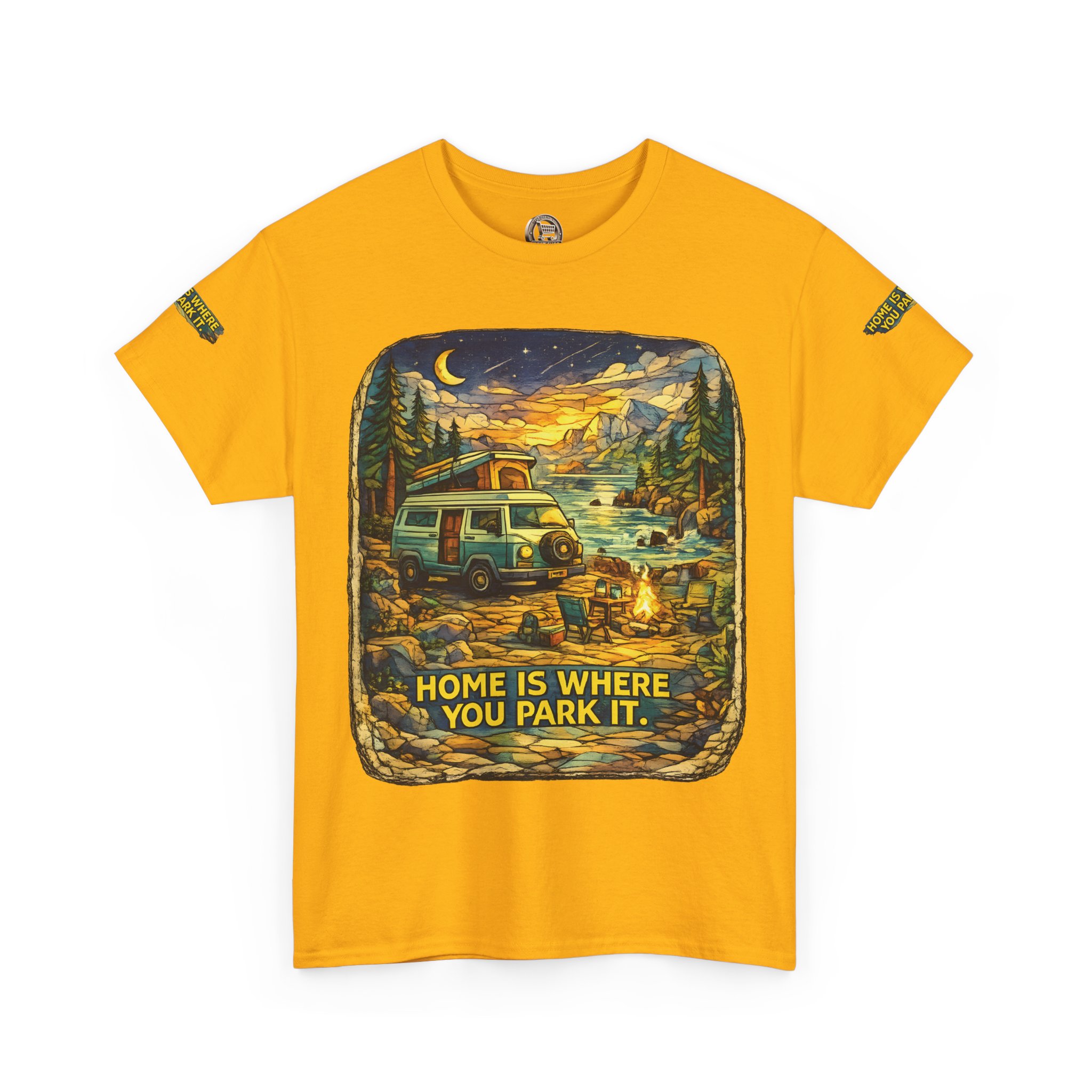 Unisex Heavy Cotton Tee — "Home Is Where You Park It" Design Cubic-Line