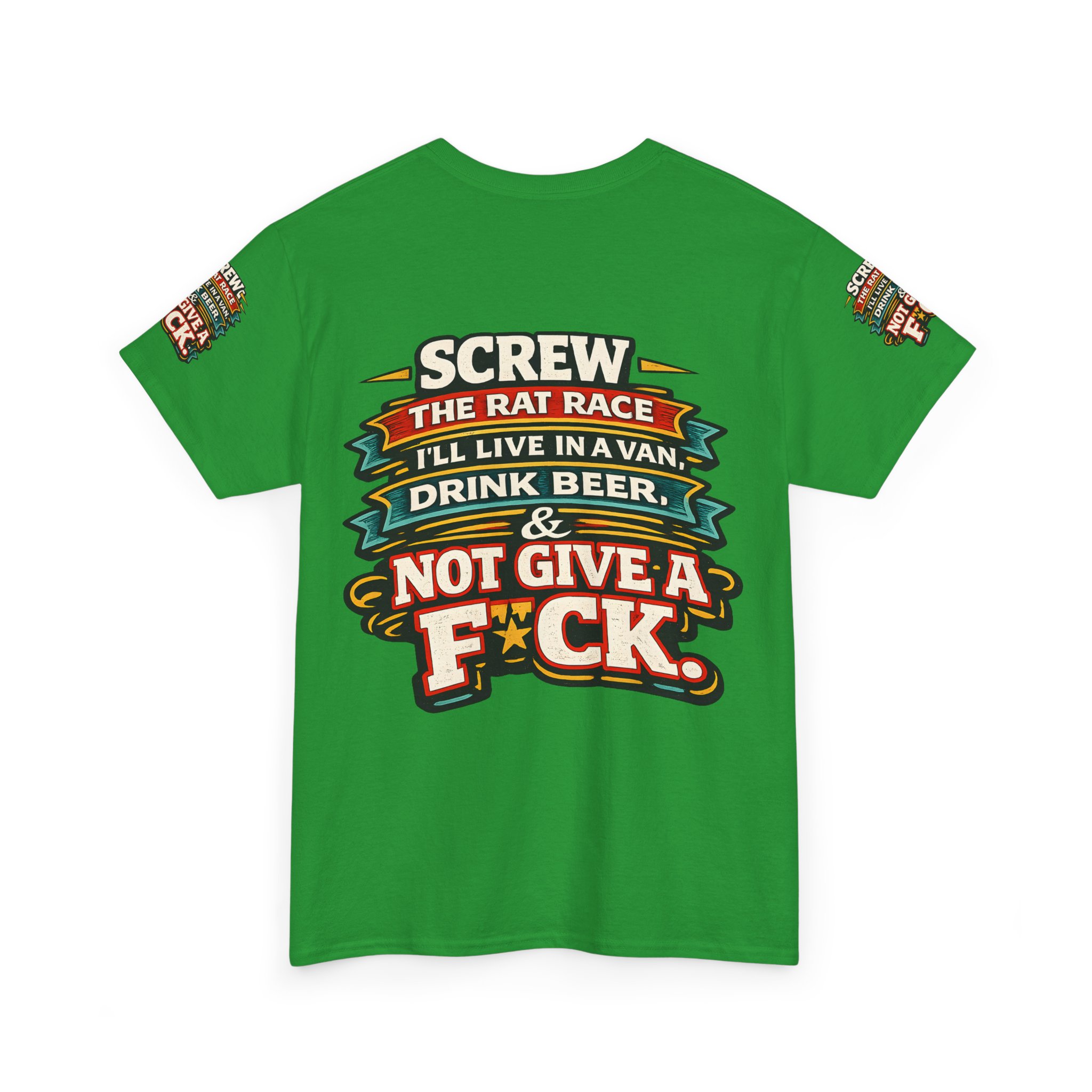 Unisex Heavy Cotton Tee — "Screw The Rat Race" Design F**K-Line