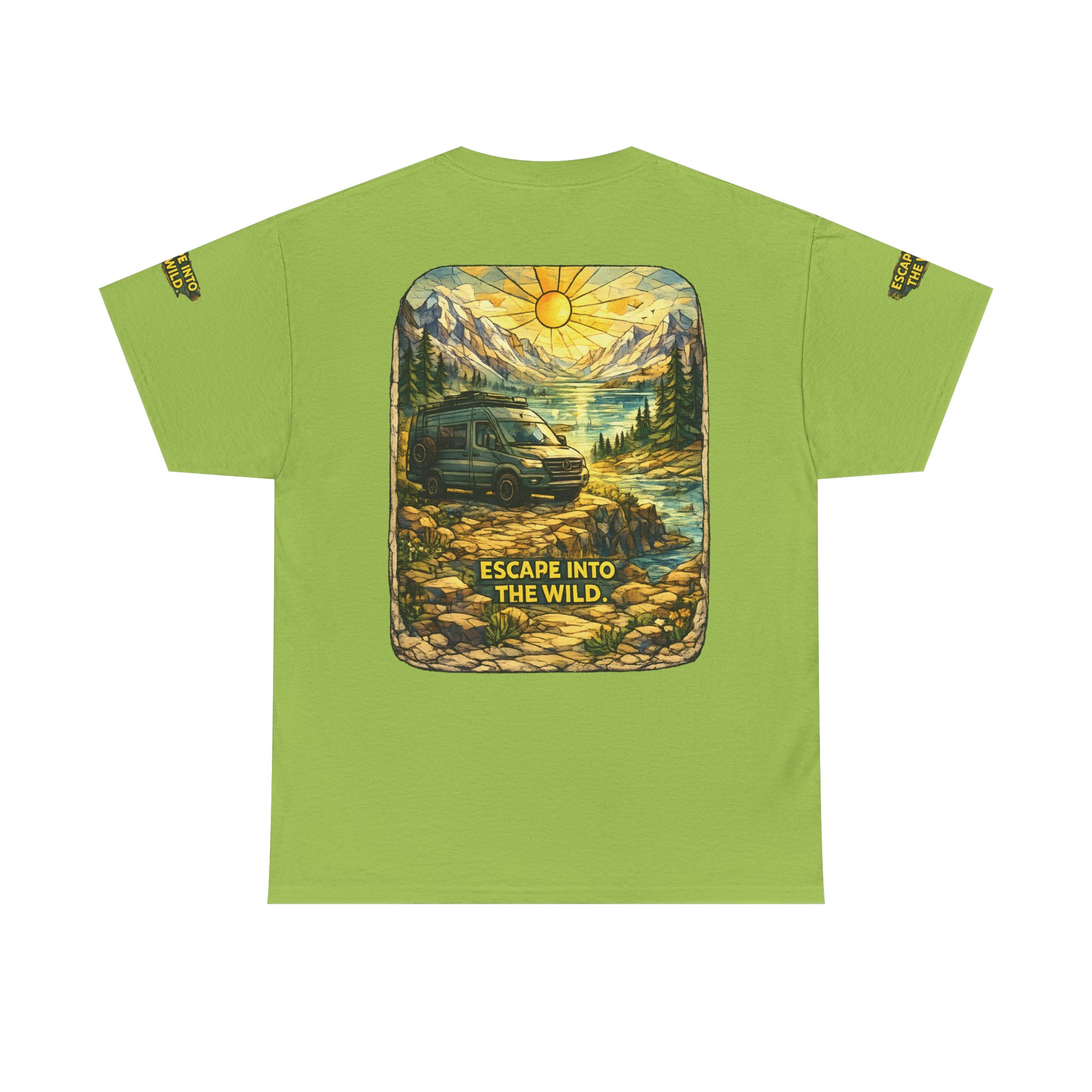 Unisex Heavy Cotton Tee — "Escape Into The Wild" Design Cubic-Line