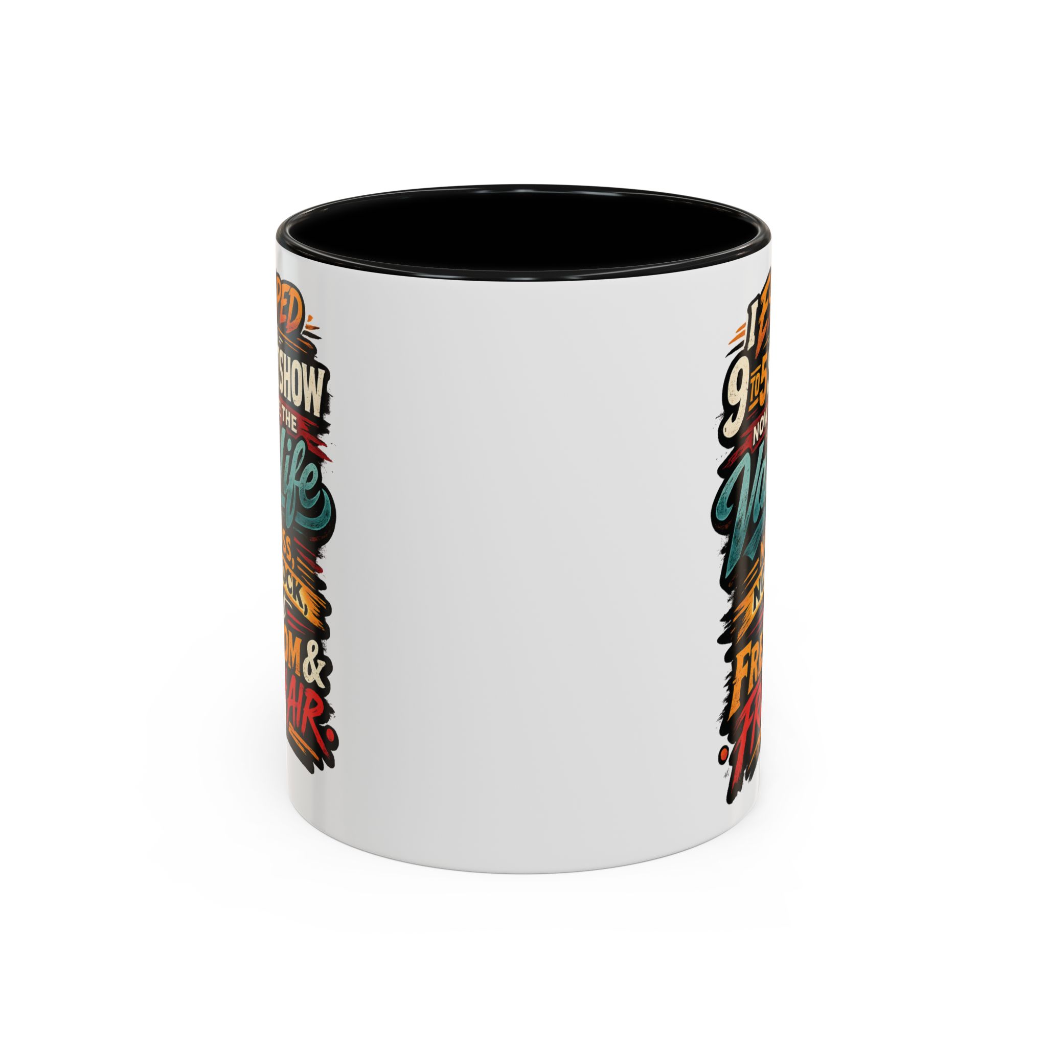 Accent Coffee Mug (11, 15oz) — "I Escaped The 9 To 5" Design F**K-Line