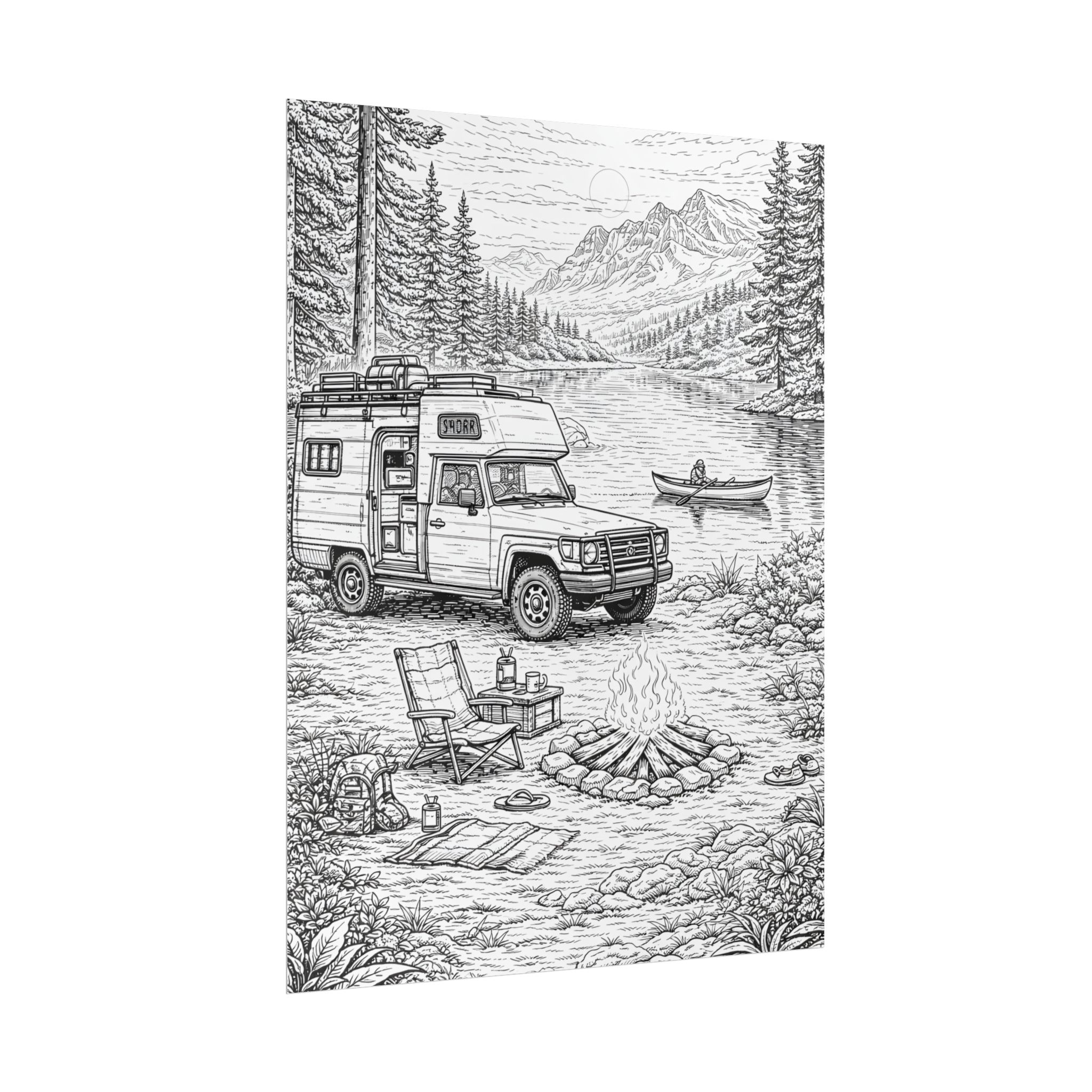 Campervan Poster — Vintage RV Camping Landscape Wall Art