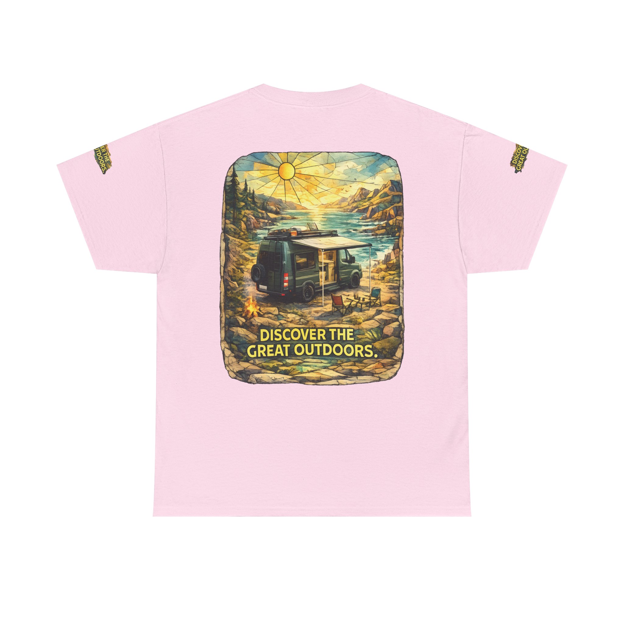 Unisex Heavy Cotton Tee — "Discover The Great Outdoors" Design Cubic-Line