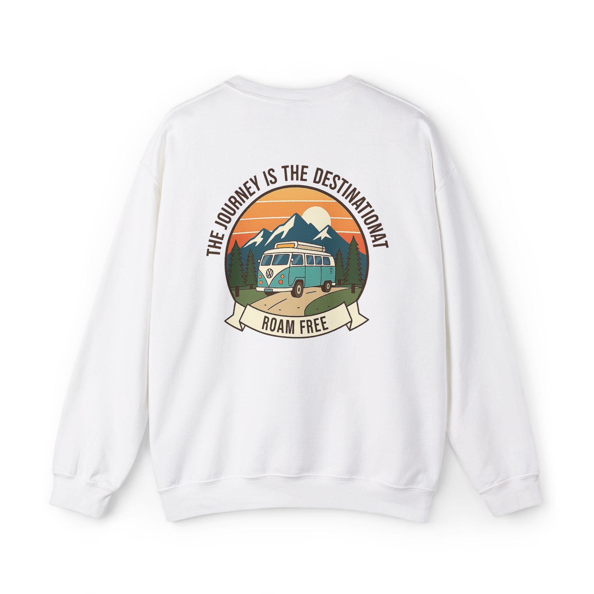 7578249944623060783_2048.jpeg Crewneck Sweatshirt — "The Journey is the destination-Roam Free" Camper Vintage Mountain Adventure Crewneck