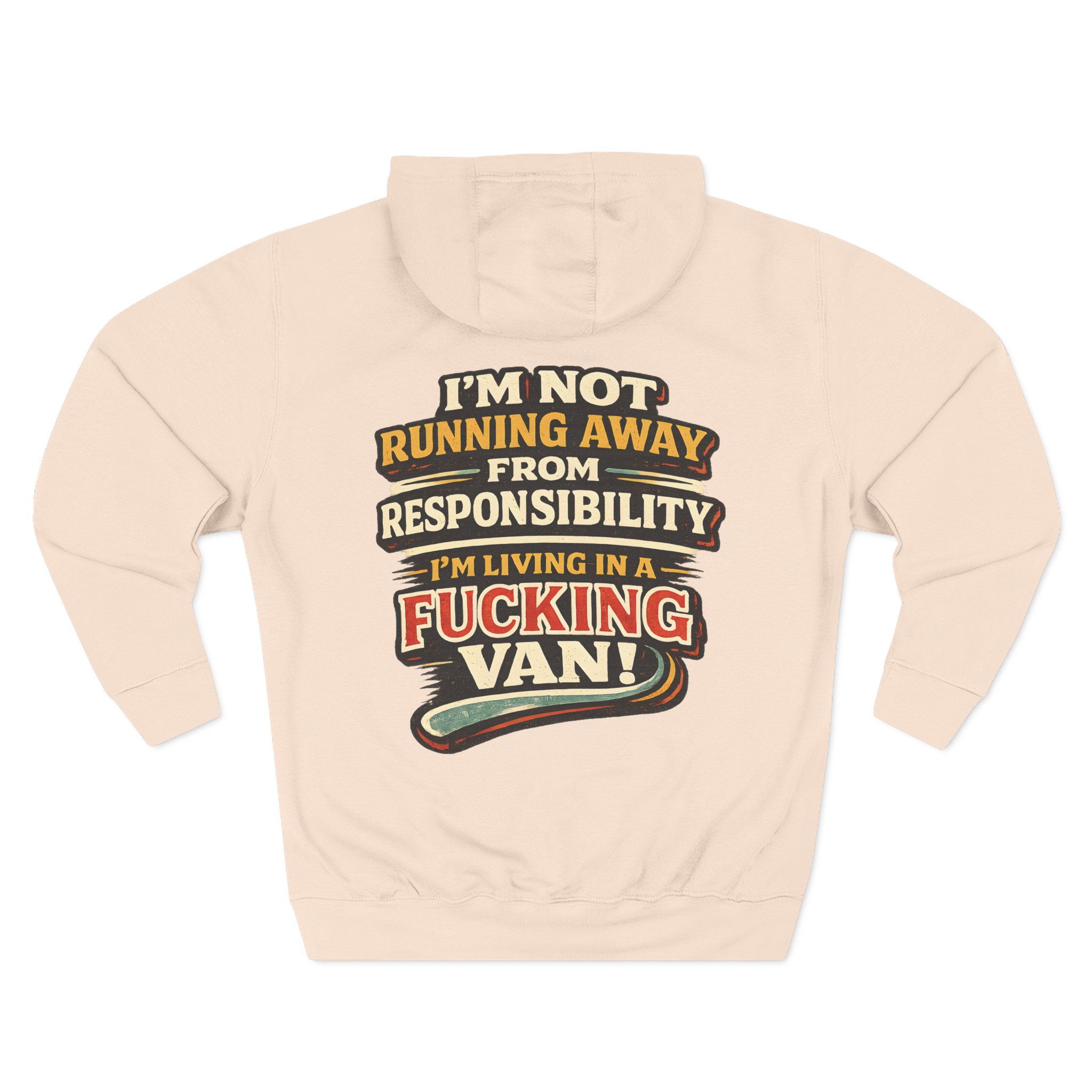 Three-Panel Fleece Hoodie - "I`m Not running Away" Design F**K-Line