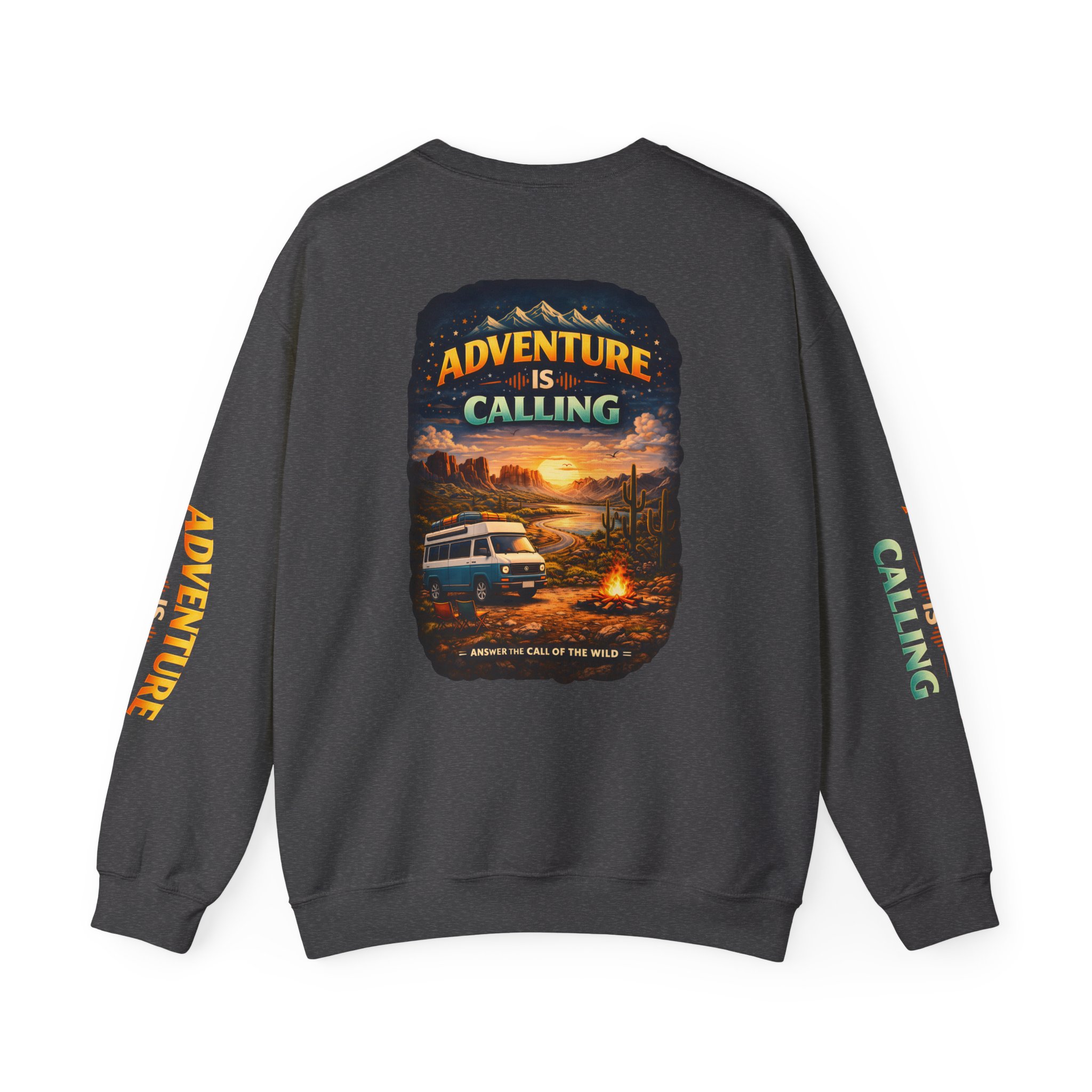 Unisex Heavy Blend™ Crewneck Sweatshirt — "Adventure Is Calling" Design Scenic-Line