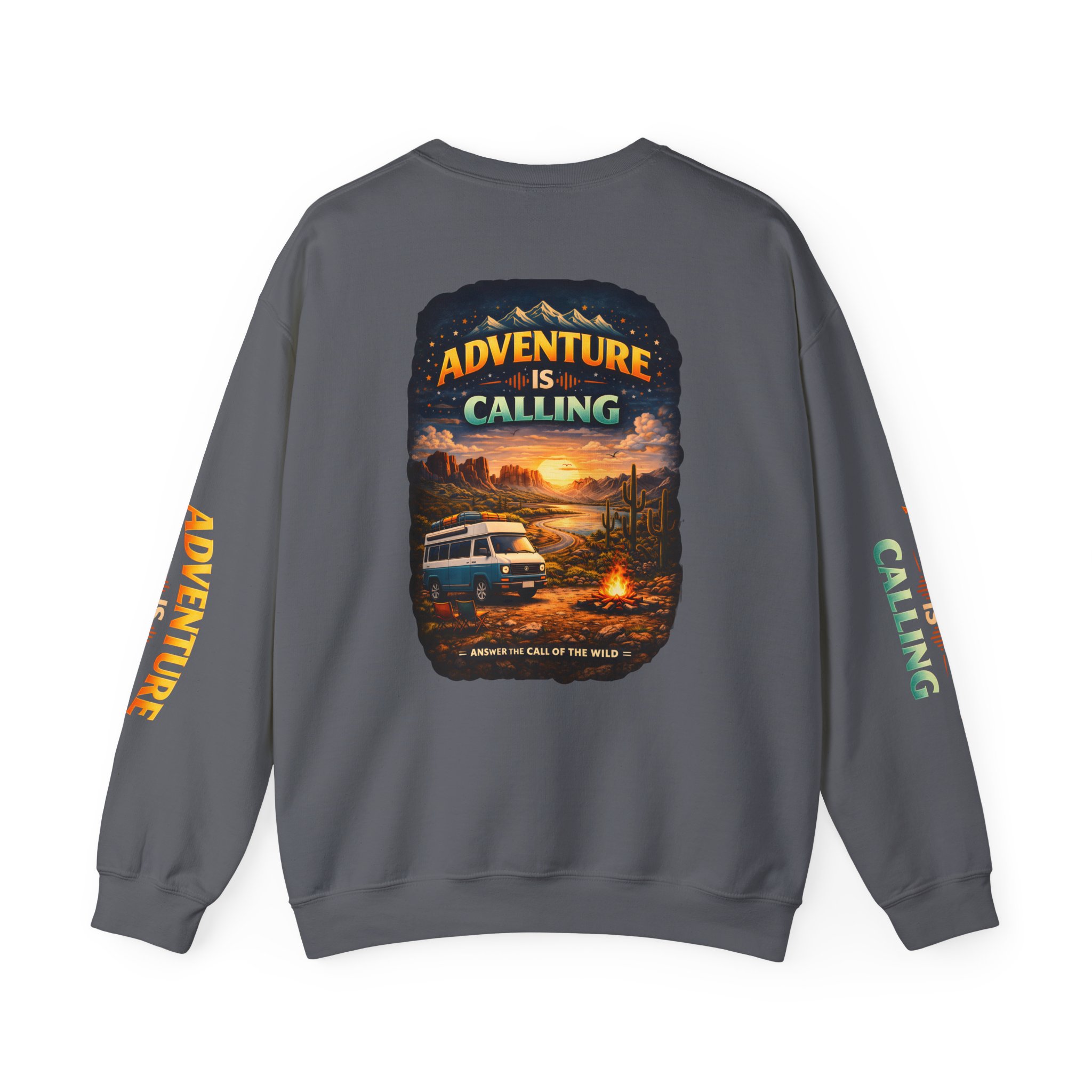 Unisex Heavy Blend™ Crewneck Sweatshirt — "Adventure Is Calling" Design Scenic-Line