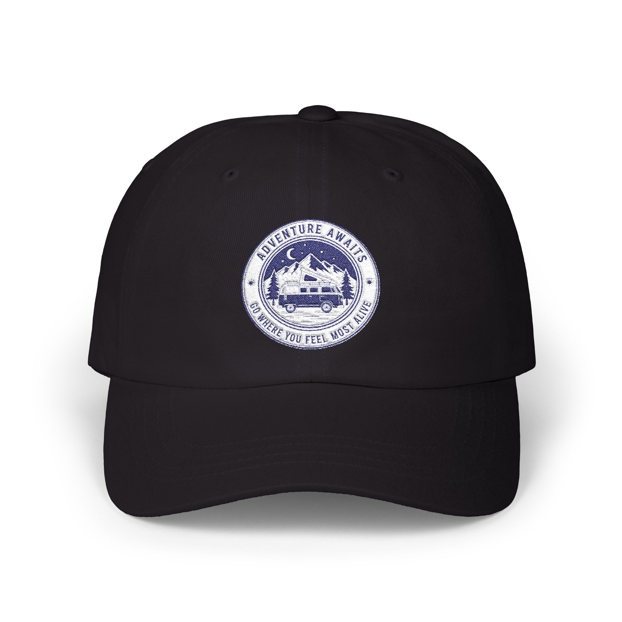 Dad Cap - "Adventure Awaits-Go Where You Feel Most Alive" Vintage National Park Stamp Hat