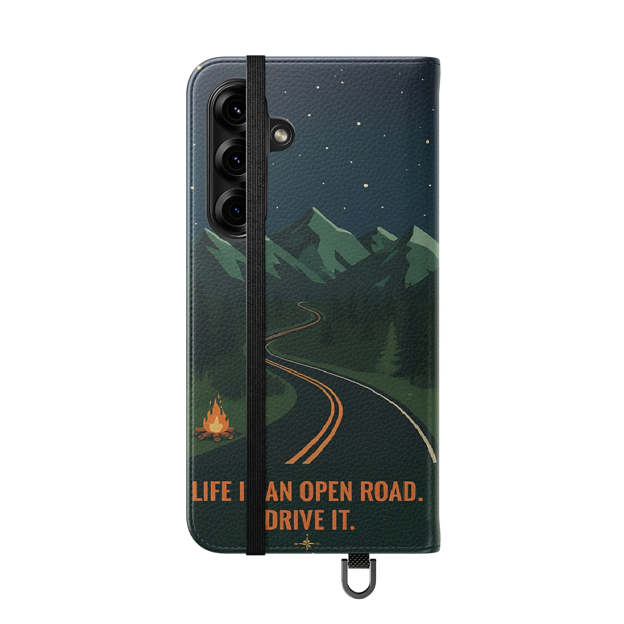 Flip Phone Case — "Roam More Worry Less - Life Is An Open Road" Phone Wallet