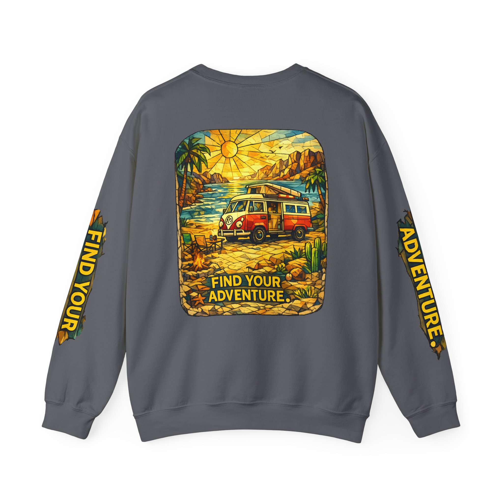 Unisex Heavy Blend™ Crewneck Sweatshirt — "Find Your Adventure" Design Cubic-Line