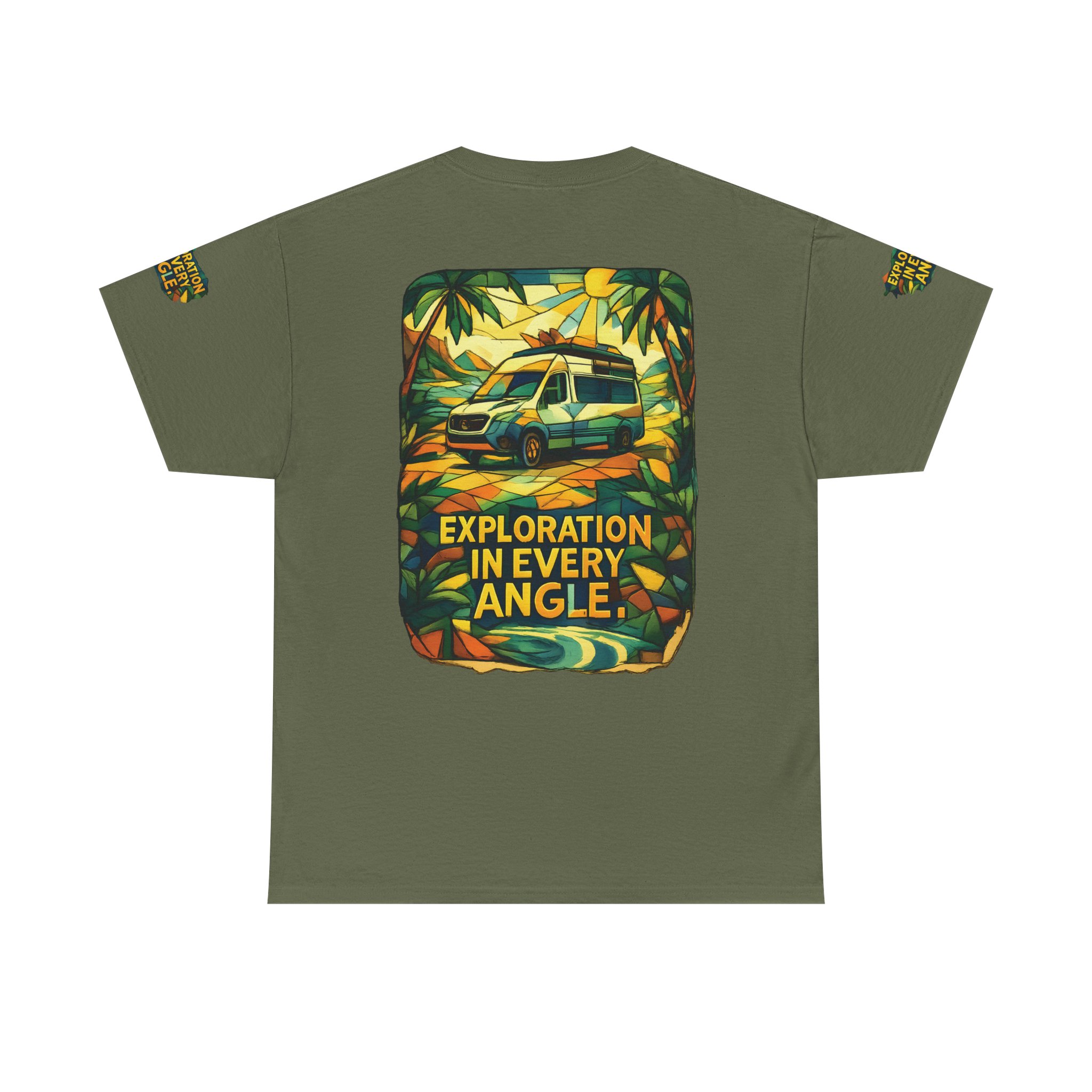 Unisex Heavy Cotton Tee — "Exploration In Every Angle" Design Cubic-Line