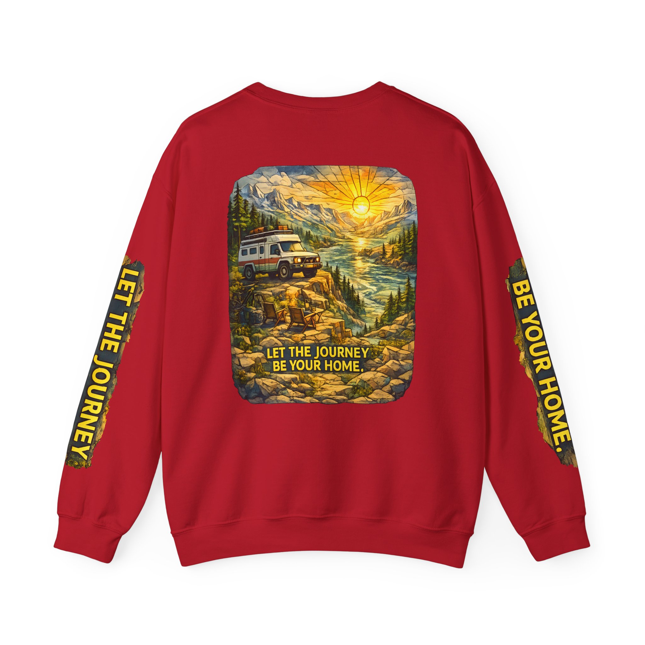 Unisex Heavy Blend™ Crewneck Sweatshirt — "Let The Journey Be Your Home" Design Cubic-Line