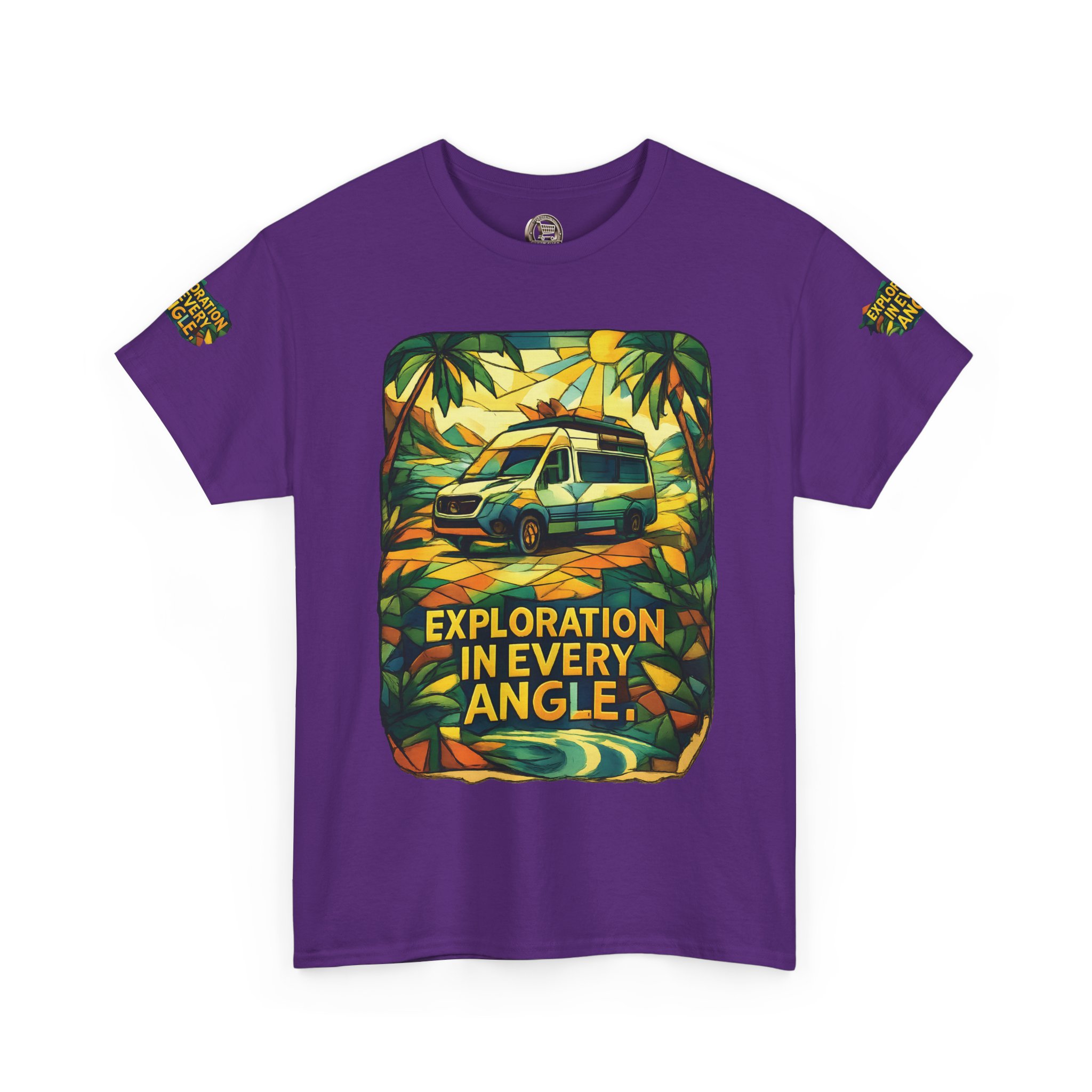 Unisex Heavy Cotton Tee — "Exploration In Every Angle" Design Cubic-Line