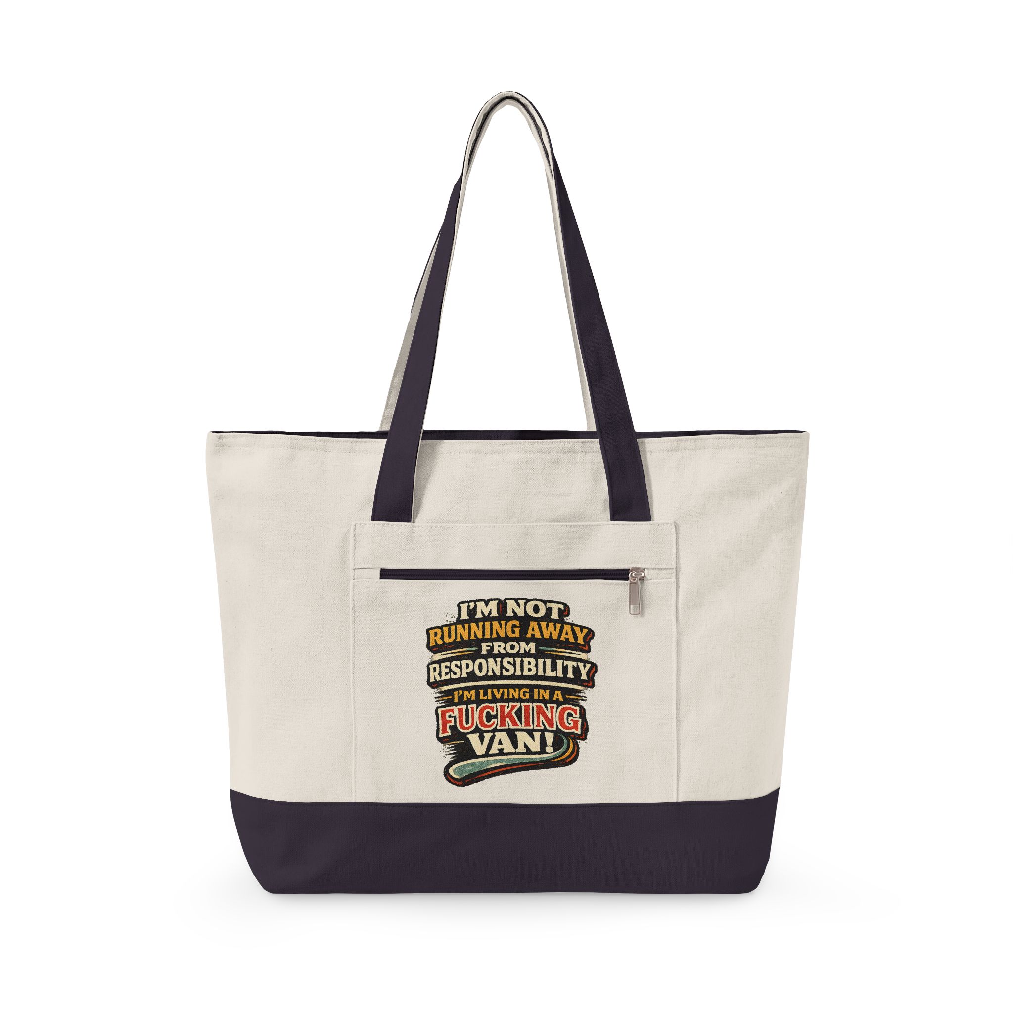 7627657321460270167_2048.jpeg Zippered Canvas Tote — "Im Not Running Away" (Design F**K-Line)