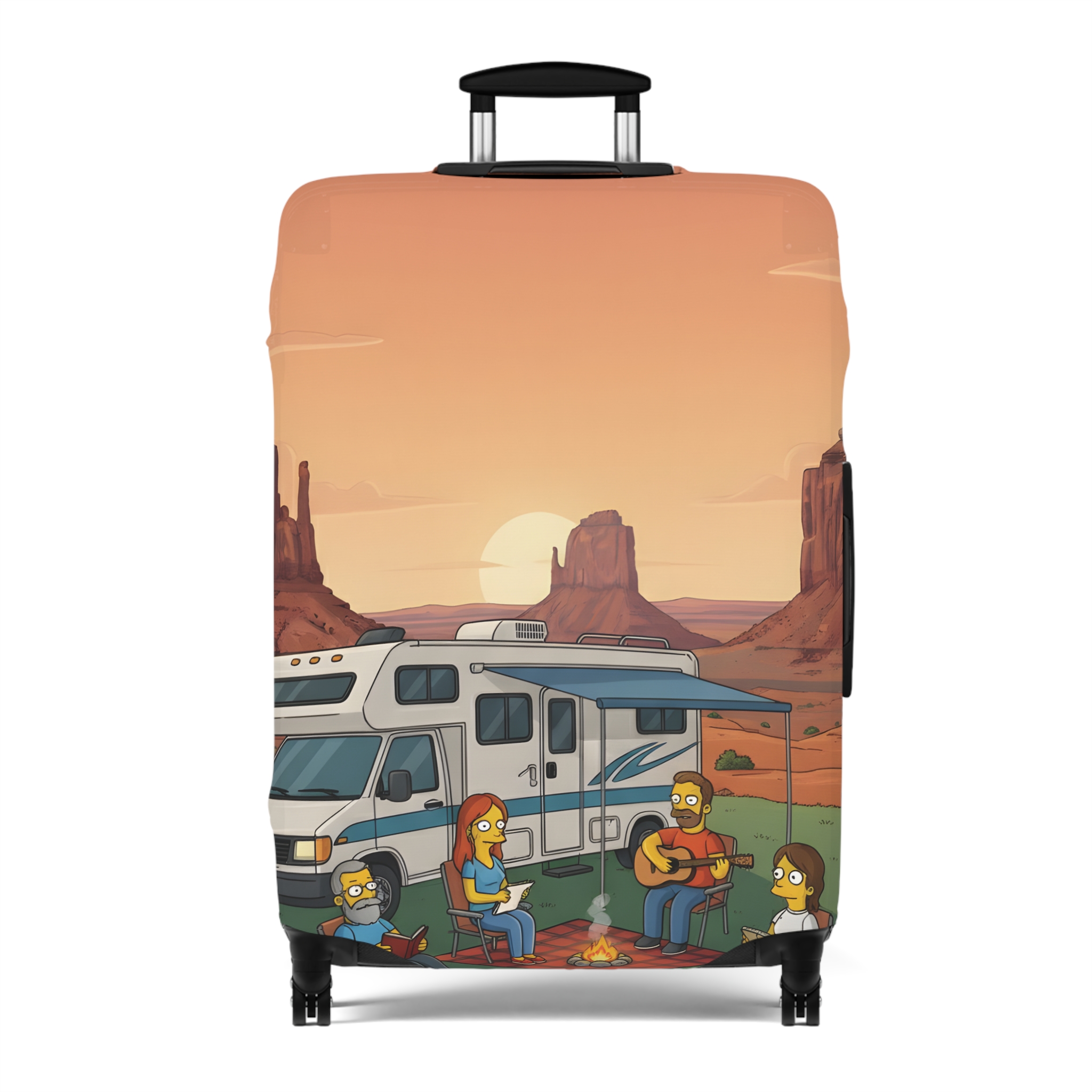 Luggage Cover — Adventure Camper Sketch Travel Suitcase(Design Sitcom-Line)