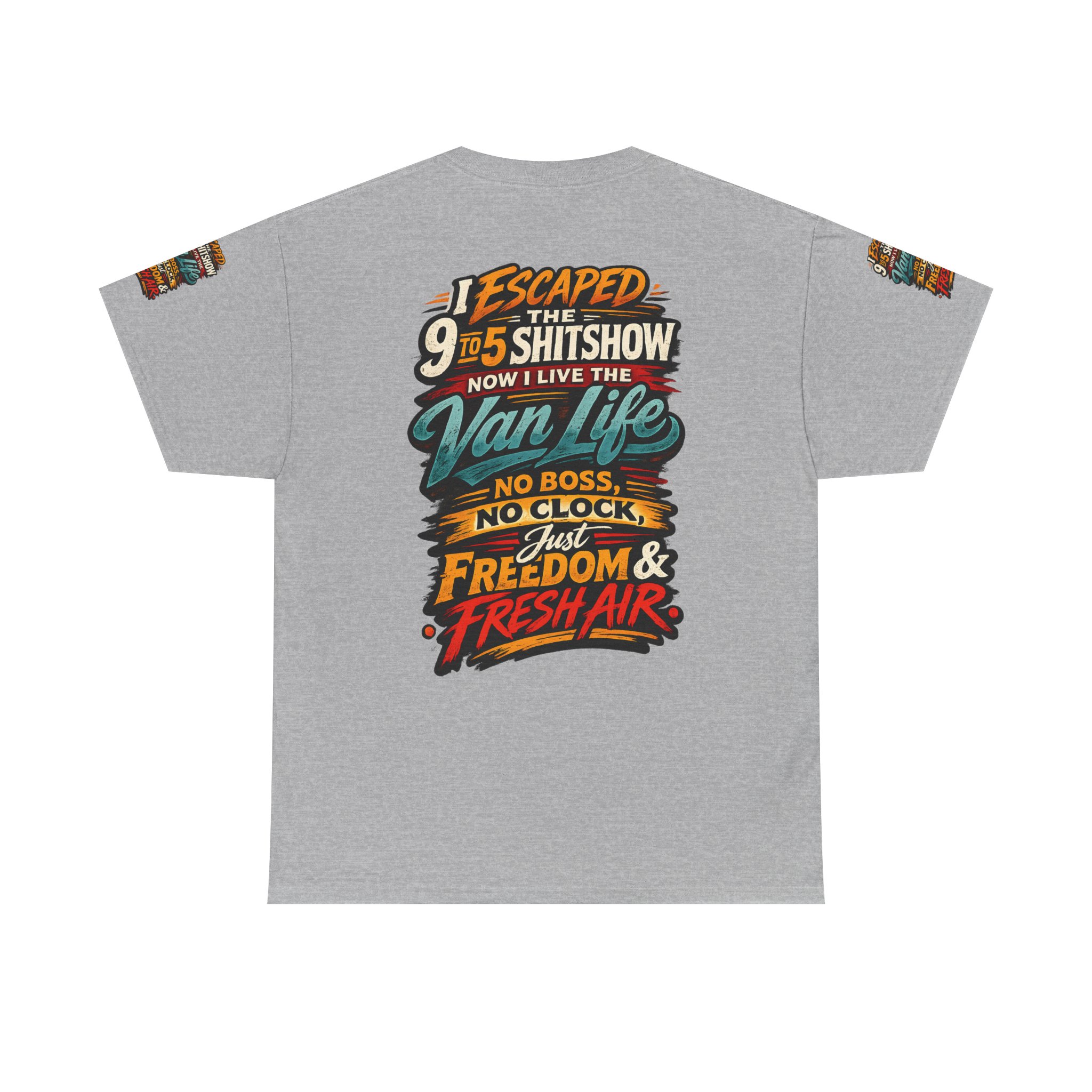 Unisex Heavy Cotton Tee — "I Escaped The 9 To 5" Design F**K-Line