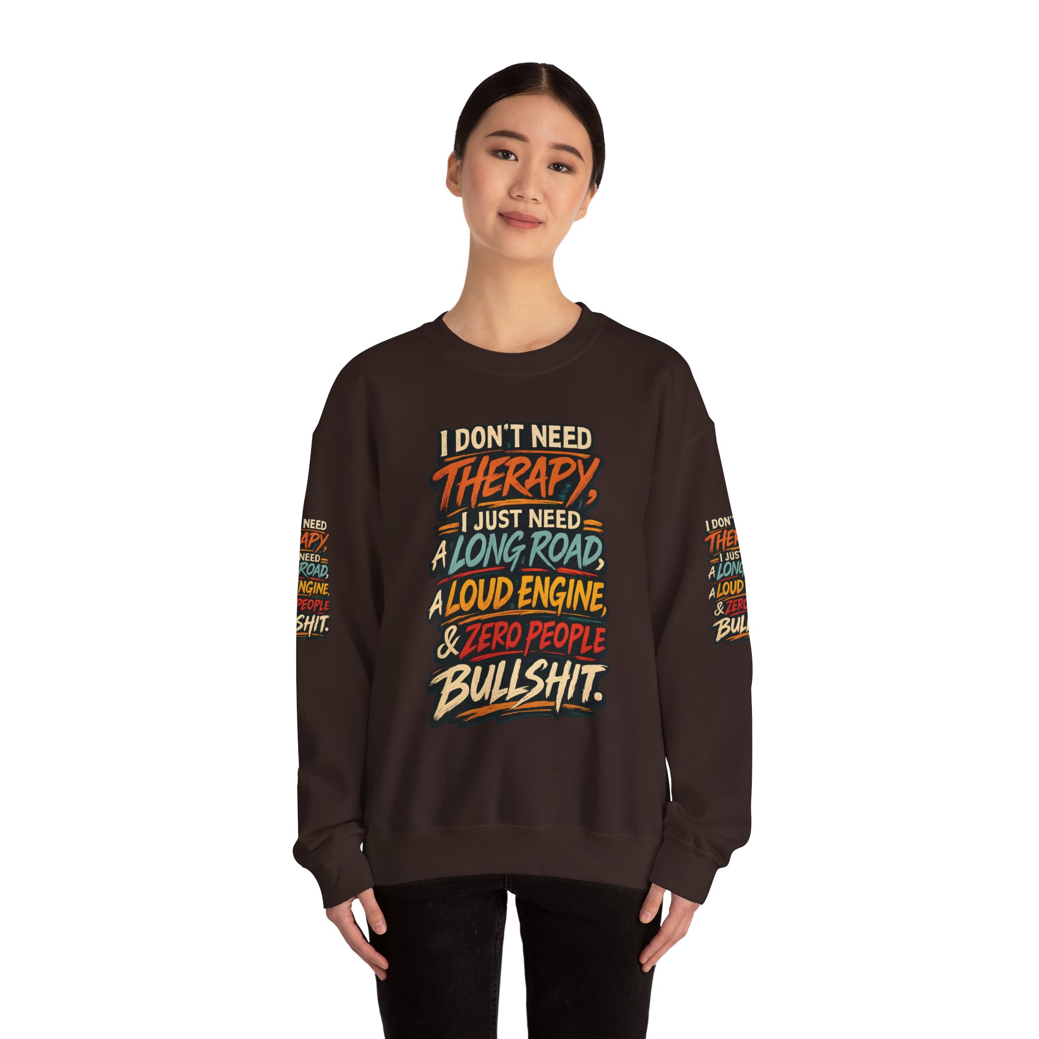 Unisex Heavy Blend™ Crewneck Sweatshirt — "I Dont Need Therapy" Design F**K-Line