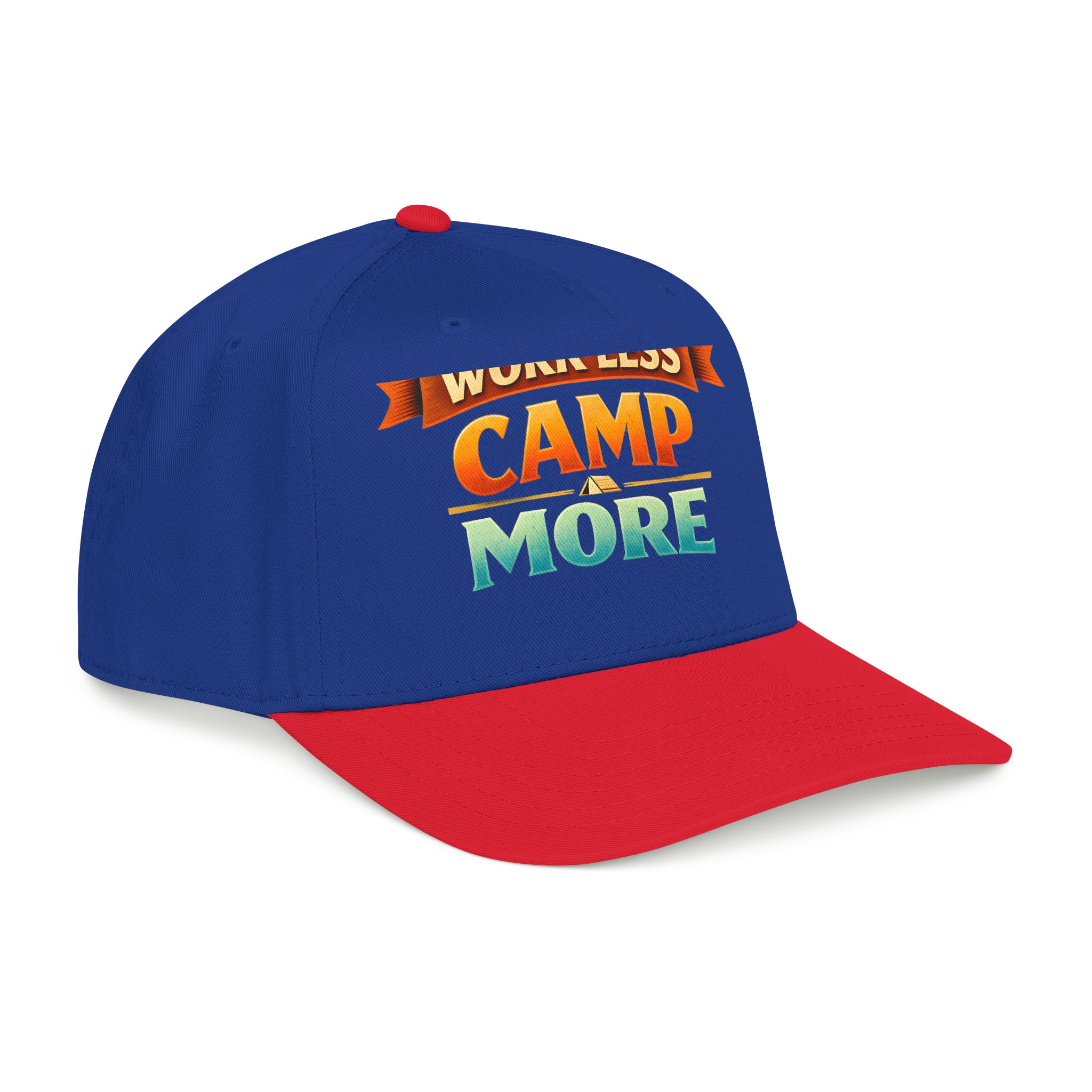 Baseball Cap - "Work Less-Camp More" Design Scenic-Line