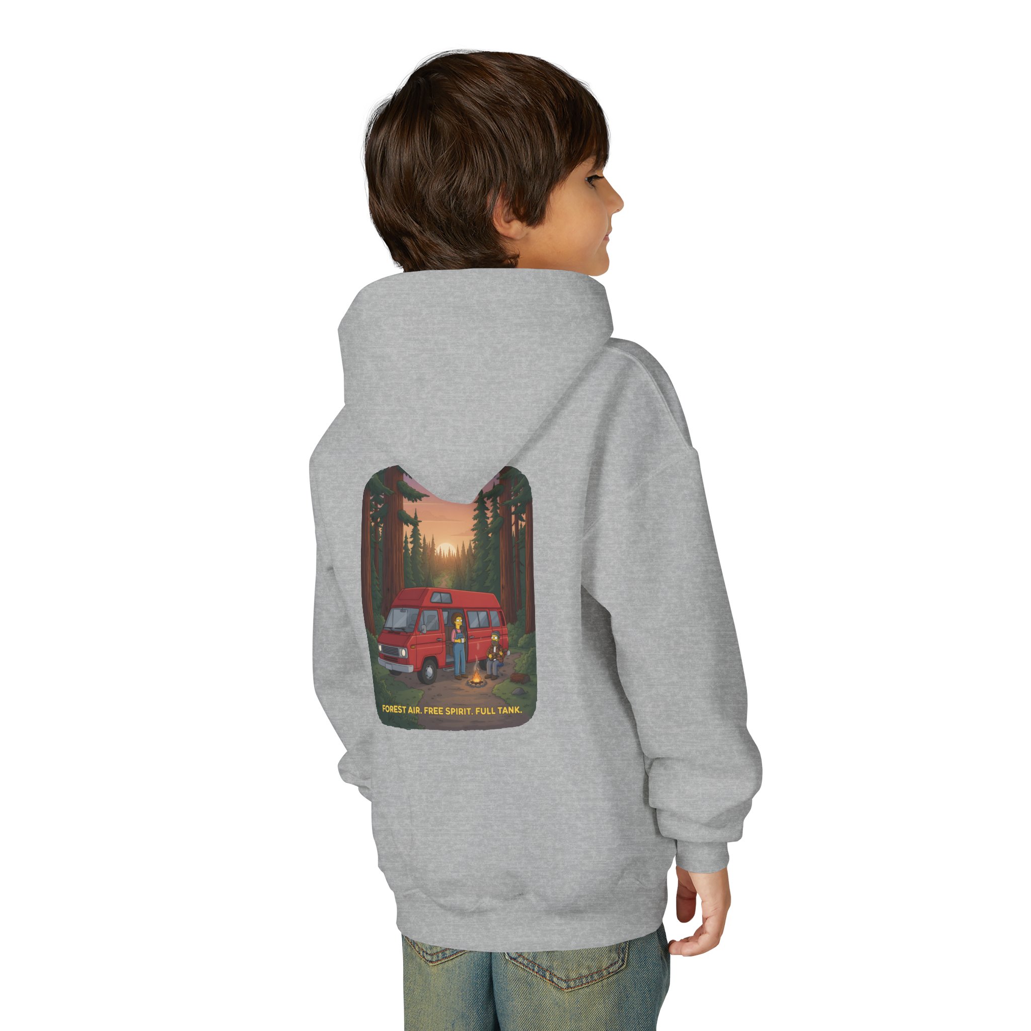 Youth Hoodie(Gildan) – "Forest Air Free Spirit Full Tank" (Design Sitcom-Line)