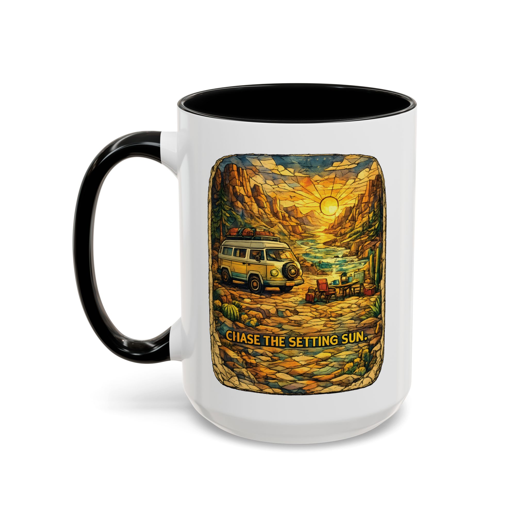 7642661719944412730_2048.jpeg Accent Coffee Mug (11, 15oz) — "Chase The Settings Sun" Design Cubic-Line