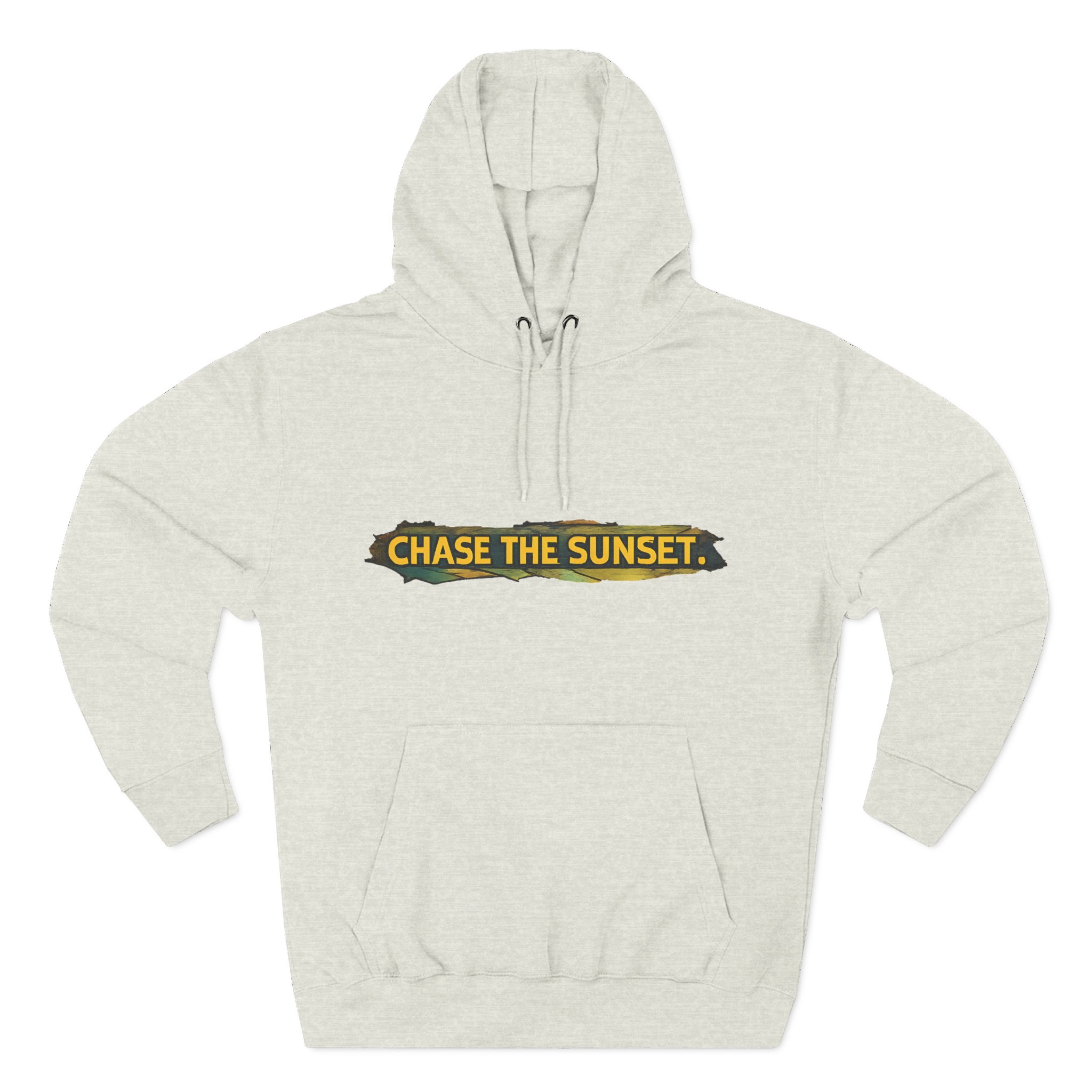 Three-Panel Fleece Hoodie - "Chase The Sunset" Design Cubic-Line