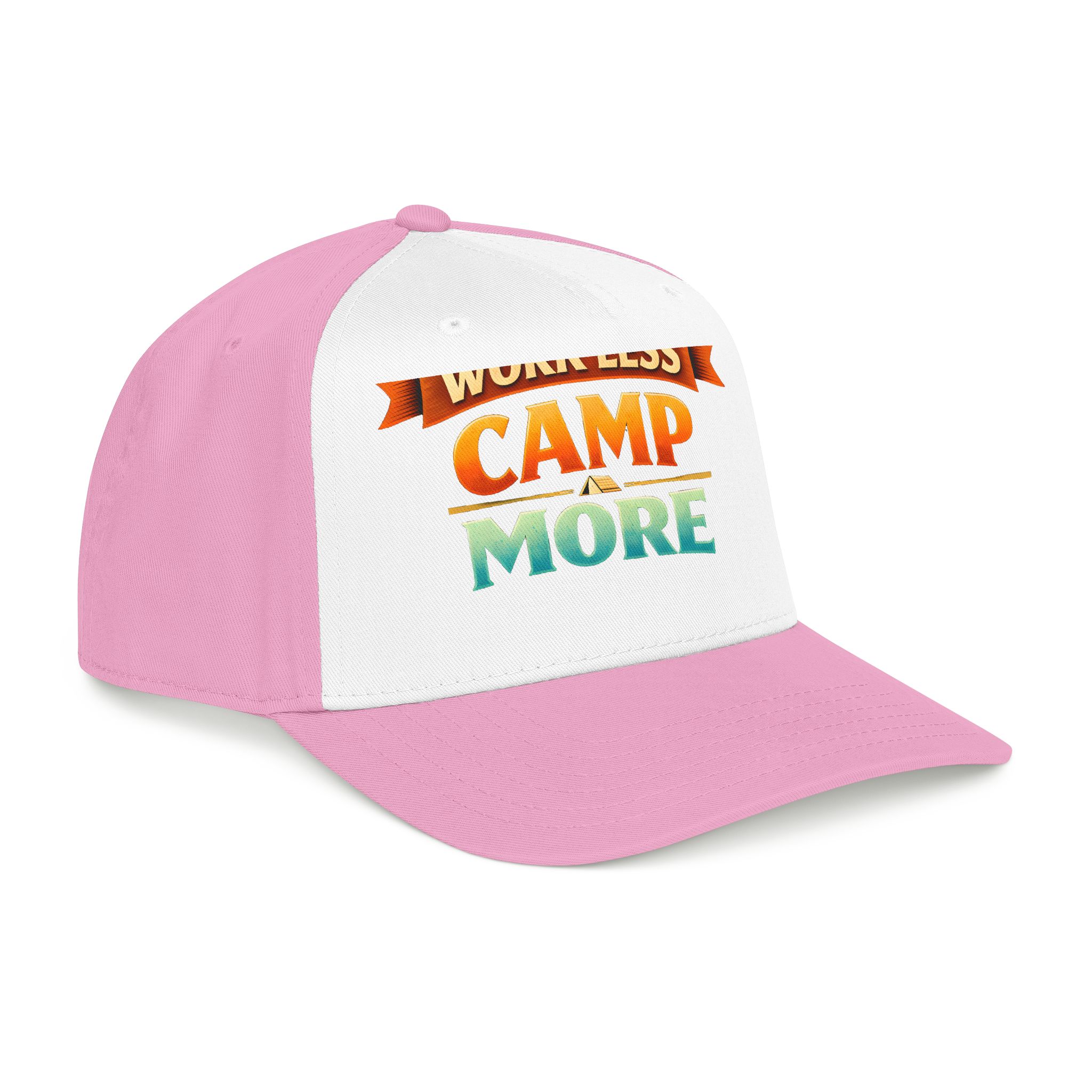 Baseball Cap - "Work Less-Camp More" Design Scenic-Line
