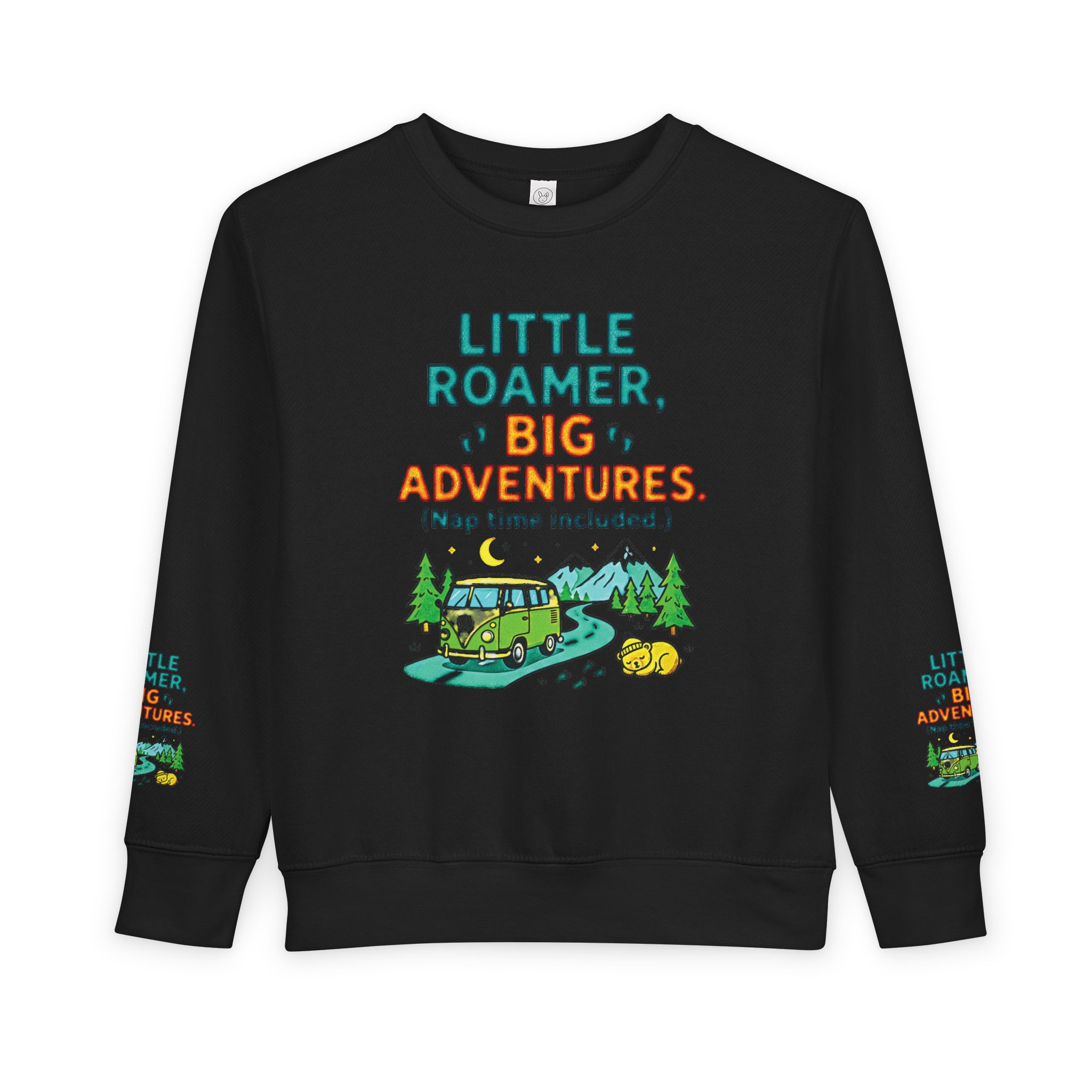Toddler Sweatshirt(Rabbit Skins) — "Little Roamer, Big Adventures-Nap Time Included" Camper Pullover