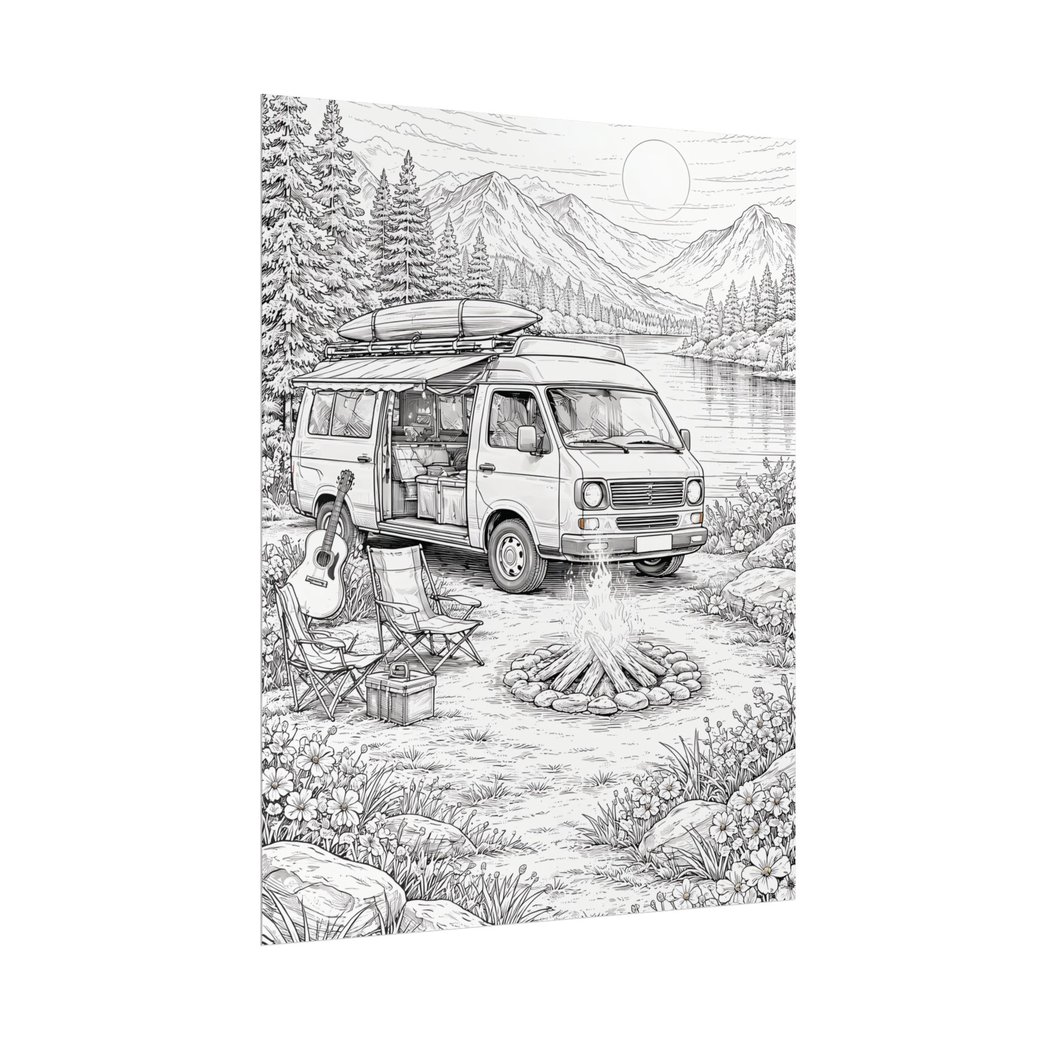 Campervan Poster — Vintage RV Camping Landscape Wall Art