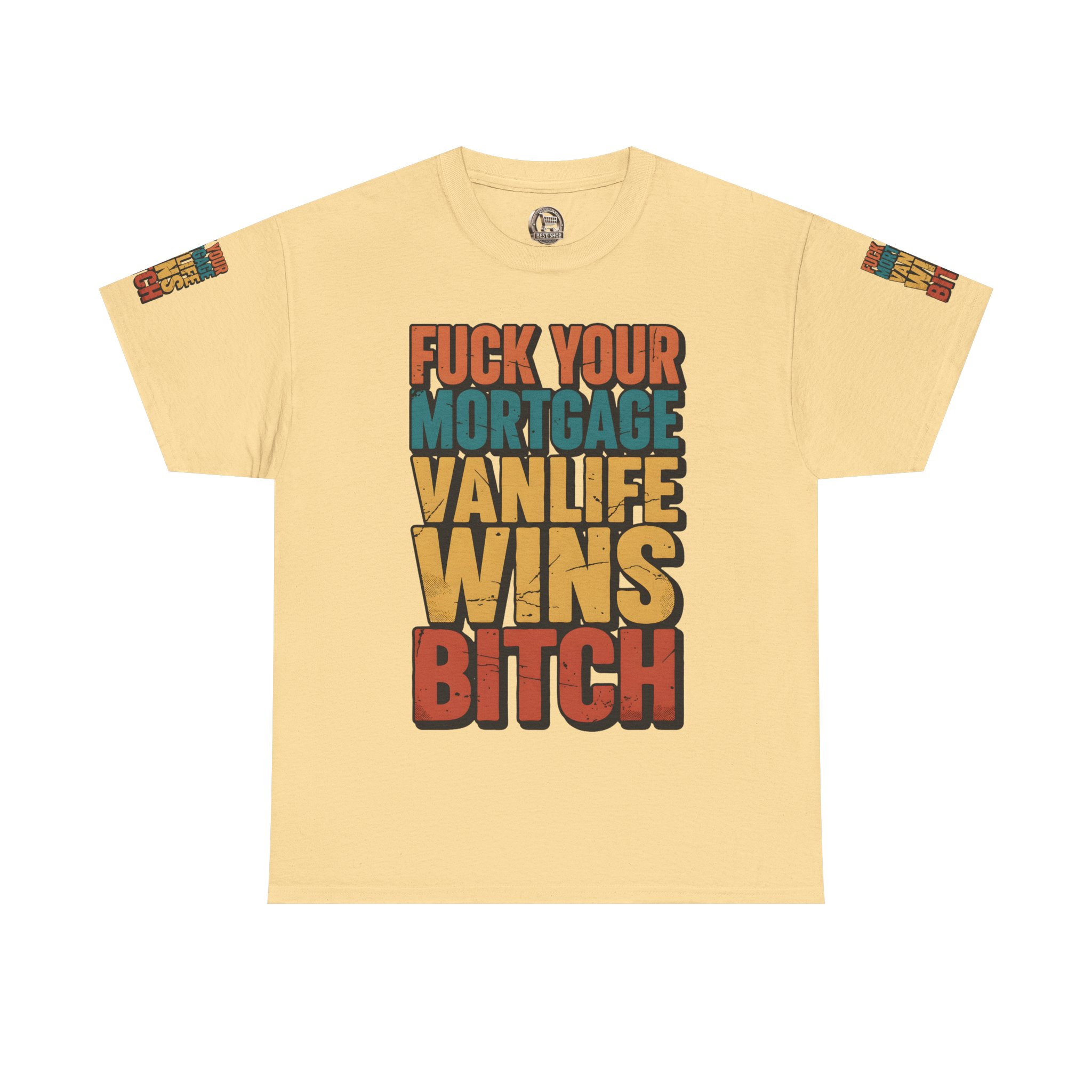 Unisex Heavy Cotton Tee — "Fuck Your Mortgage" Design F**K-Line