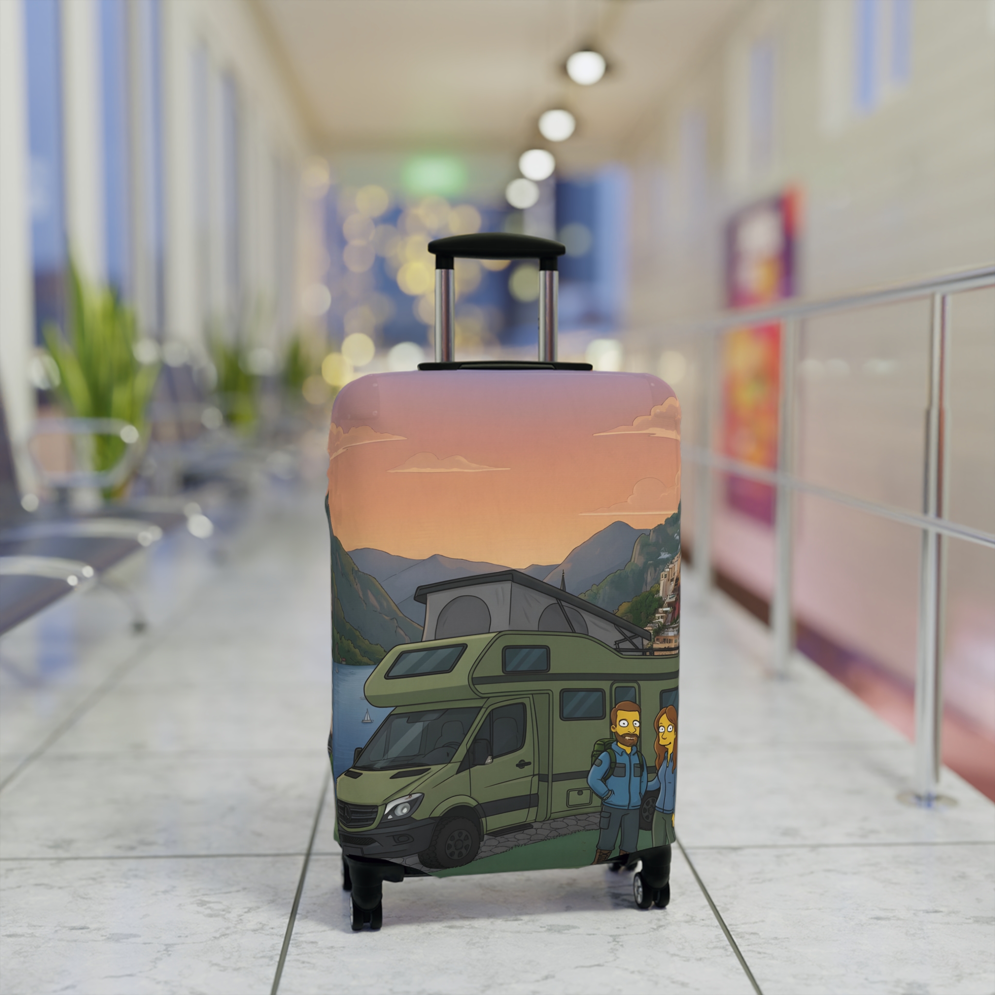 7658021389201696788_2048.jpeg Luggage Cover — Adventure Camper Sketch Travel Suitcase(Design Sitcom-Line)