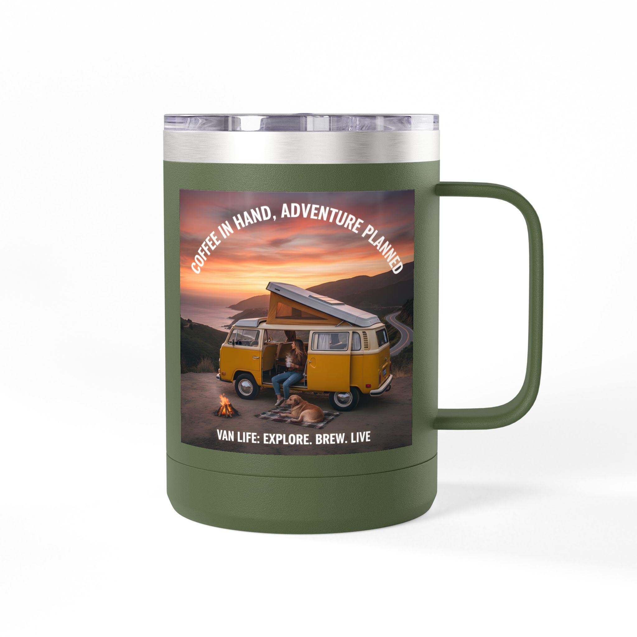 Coffee Mug Tumbler, 15oz — "Coffee in Hand, Adventure Planned"