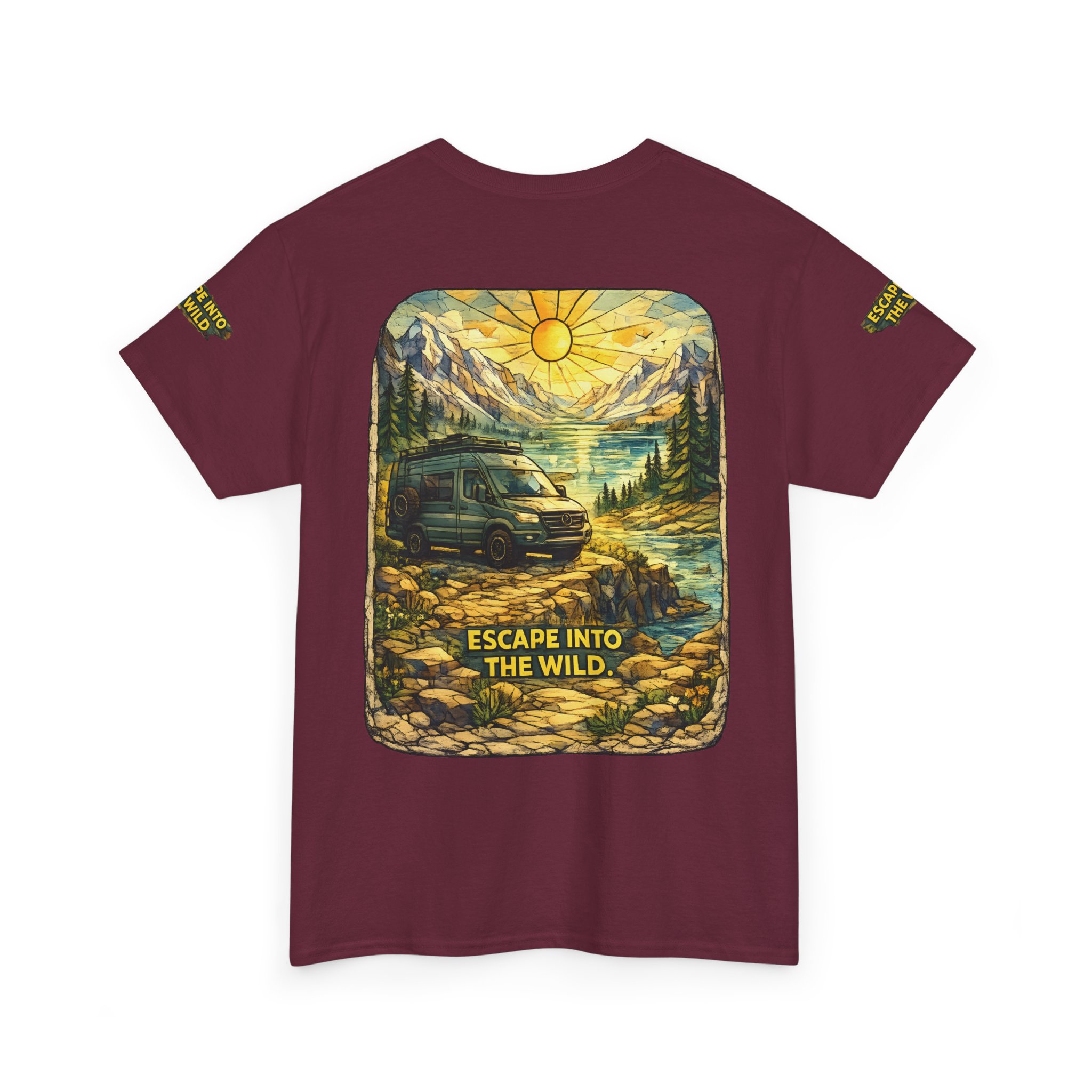 Unisex Heavy Cotton Tee — "Escape Into The Wild" Design Cubic-Line