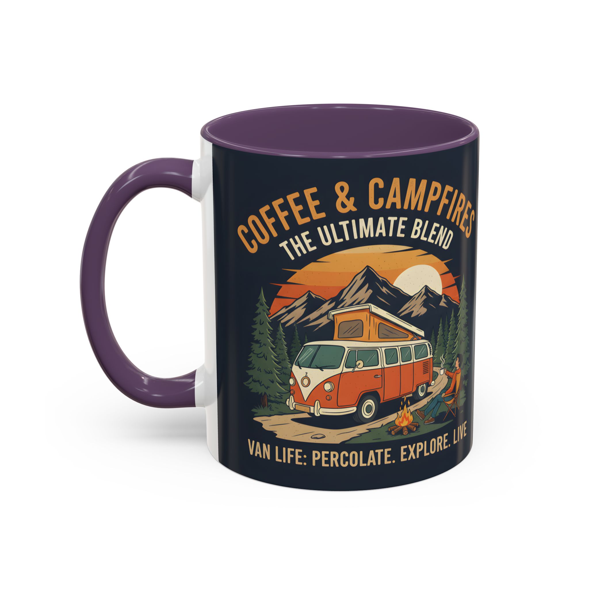 Accent Coffee Mug (11, 15oz) — "Coffee and campfires"