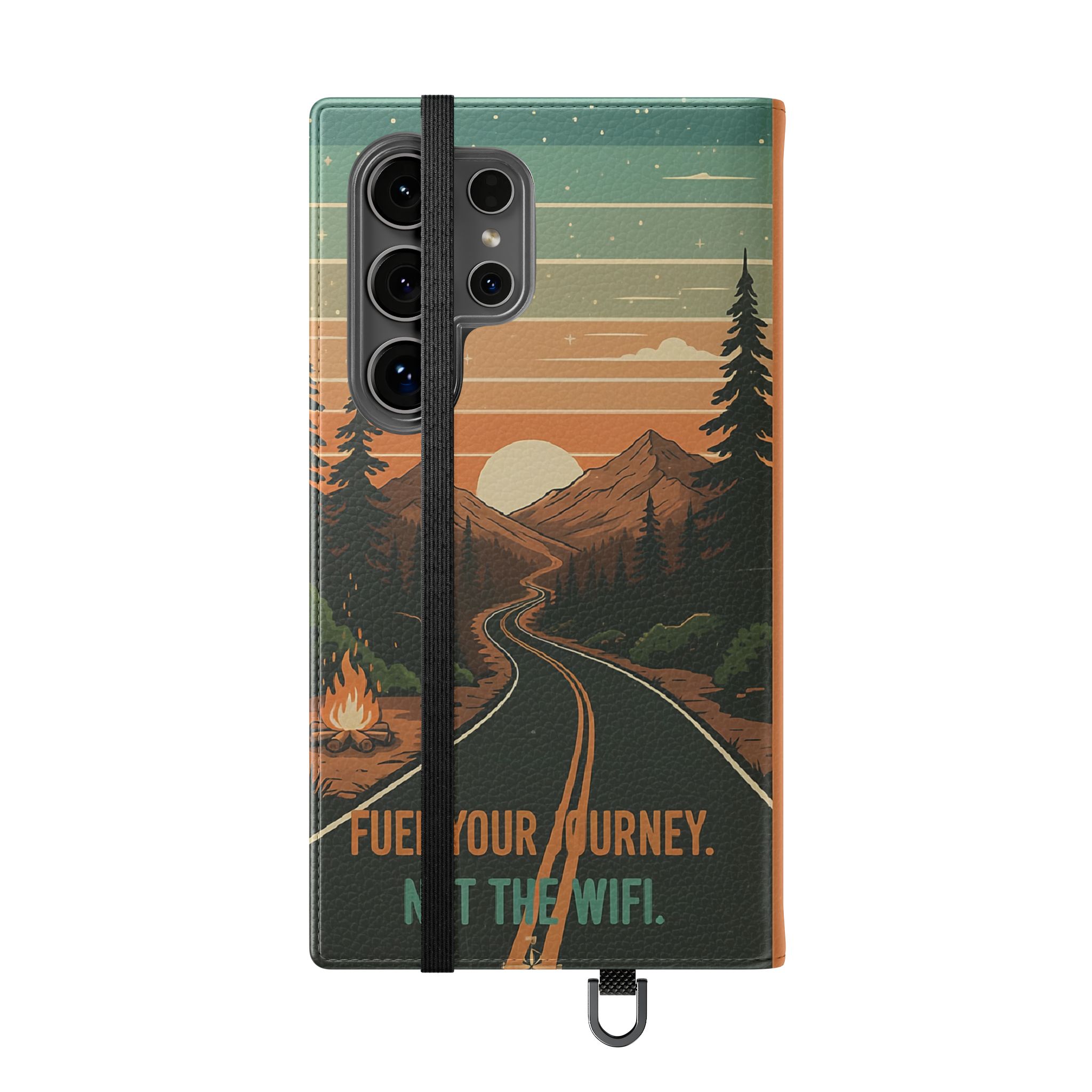 Flip Phone Case — "Adventure Awaits Unplug & Drive" Wallet Case
