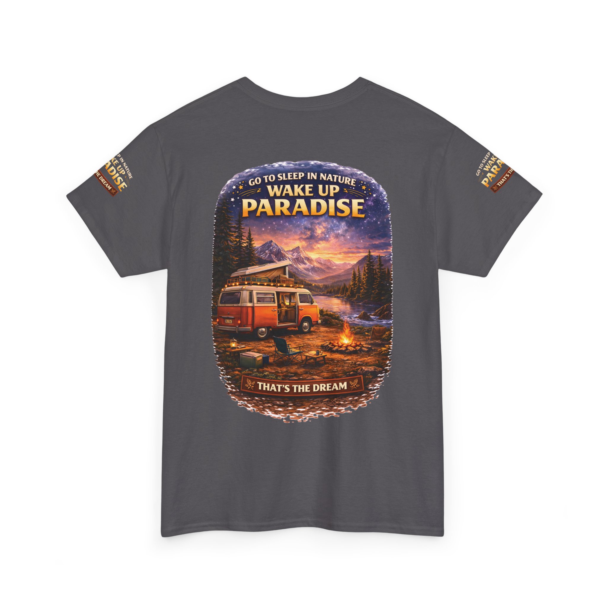 Unisex Heavy Cotton Tee — "Go To Sleep In Nature " Design Scenic-Line