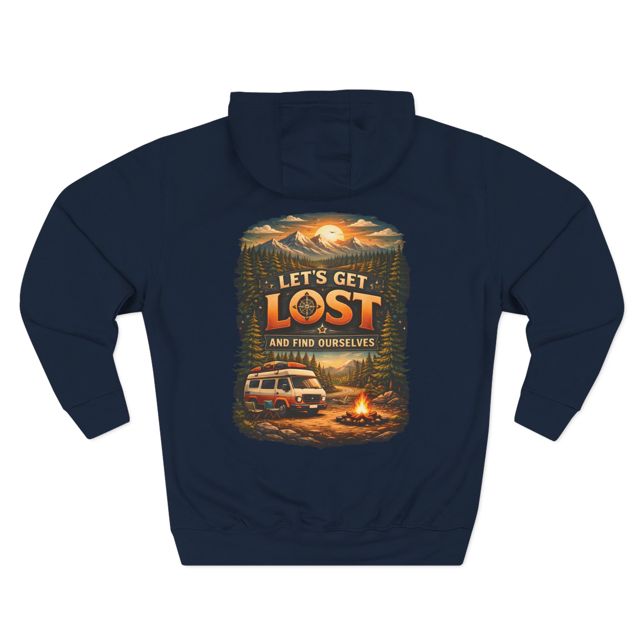 Three-Panel Fleece Hoodie - "Let´s Get Lost And Found Ourselfs" Design Scenic-Line