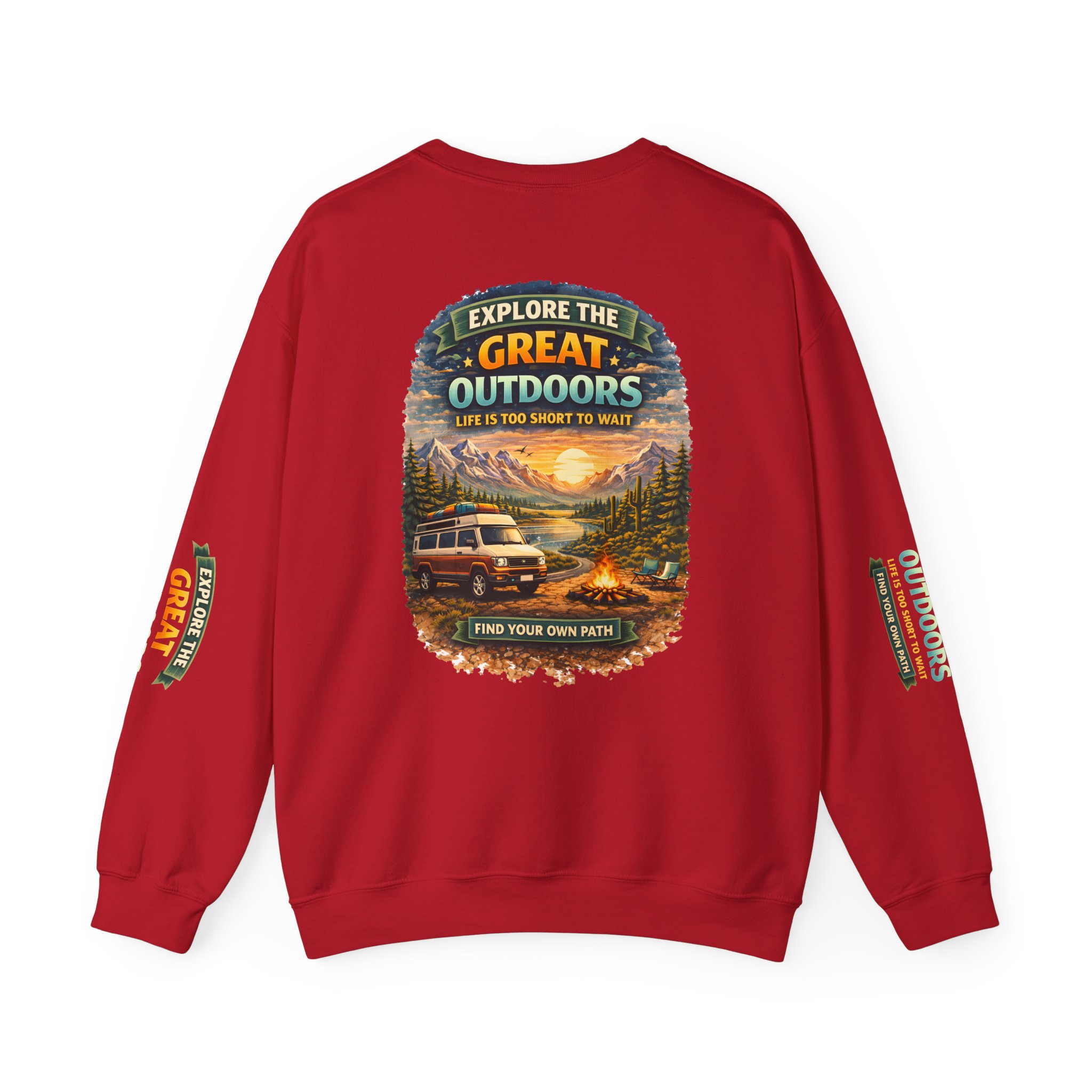 Unisex Heavy Blend™ Crewneck Sweatshirt — "Explore The Great Outdoors" Design Scenic-Line