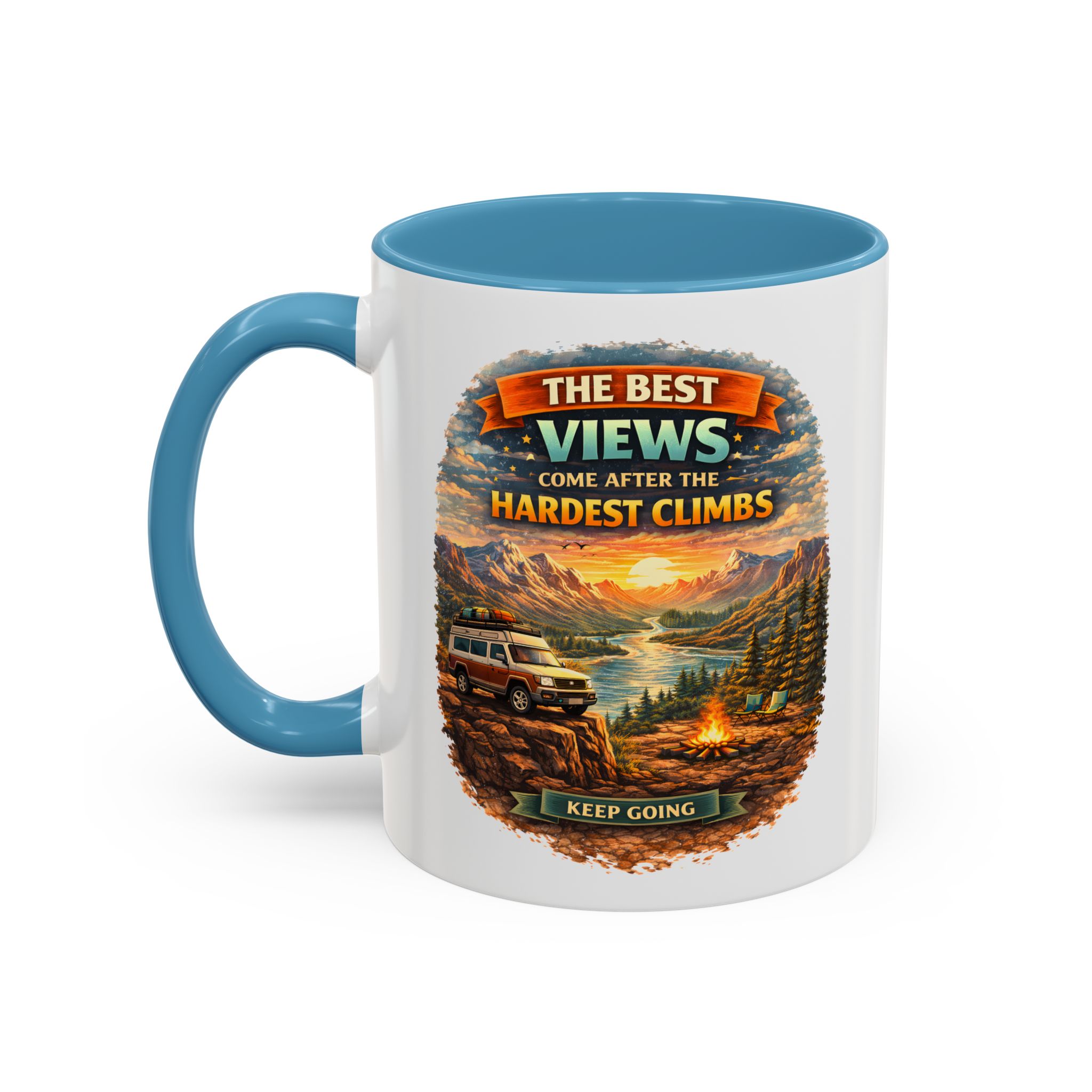 Accent Coffee Mug (11, 15oz) — "The Best Views" Design Scenic-Line