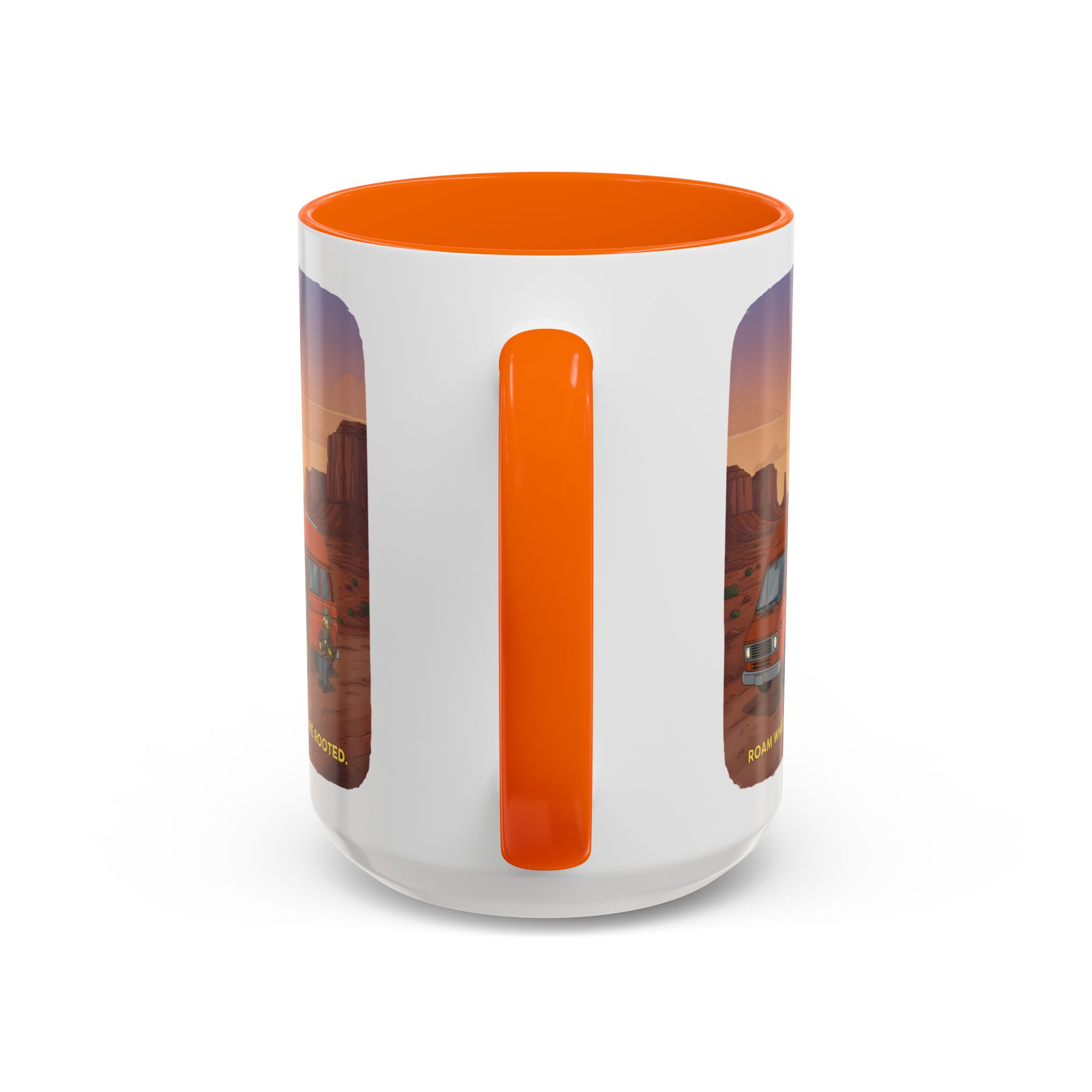 Accent Coffee Mug (11, 15oz) — "Roam Where You Are Rooted" Design Sitcom-Line