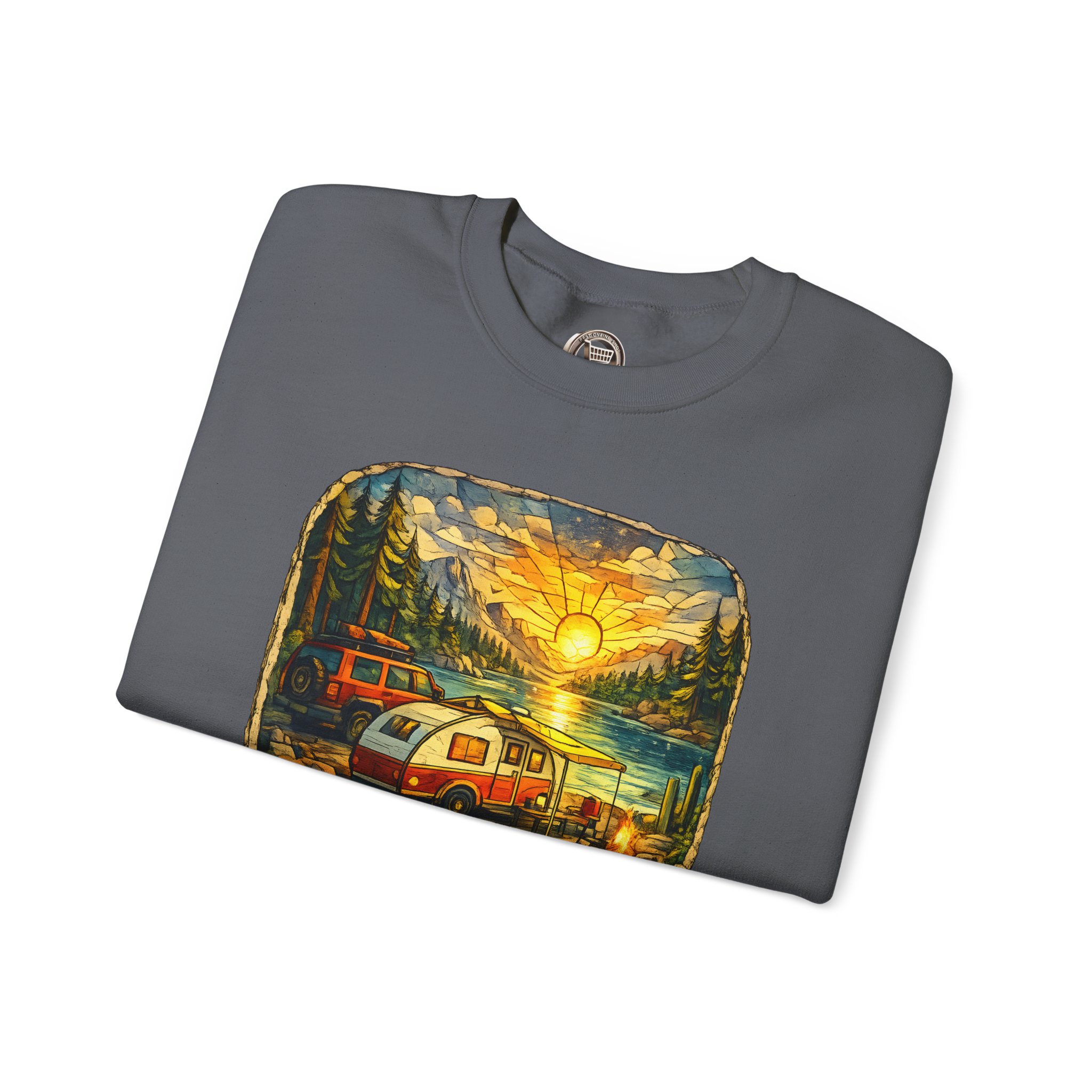 Unisex Heavy Blend™ Crewneck Sweatshirt — "Find Peace In Wild Places" Design Cubic-Line