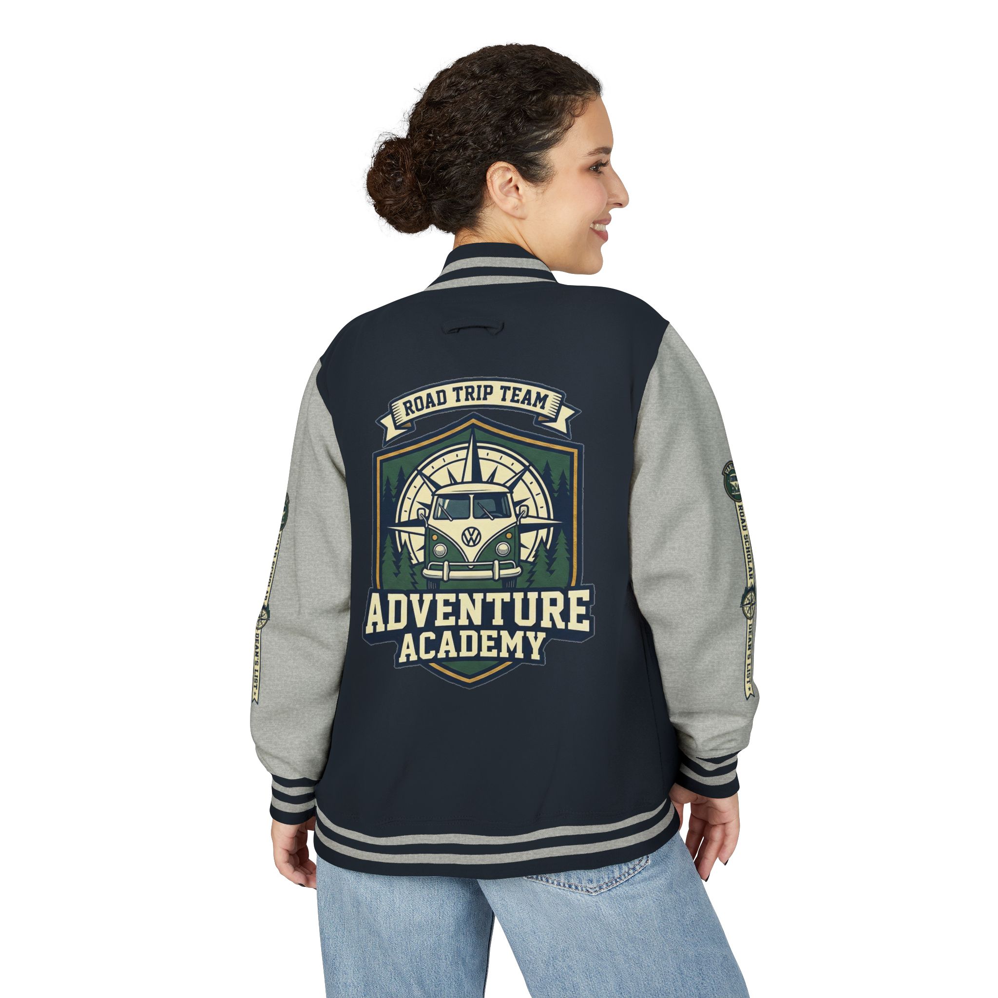 Unisex Heavyweight Letterman Jacket (Awdis) —"Adventure Academy" Road Trip Team Varsity Jacket