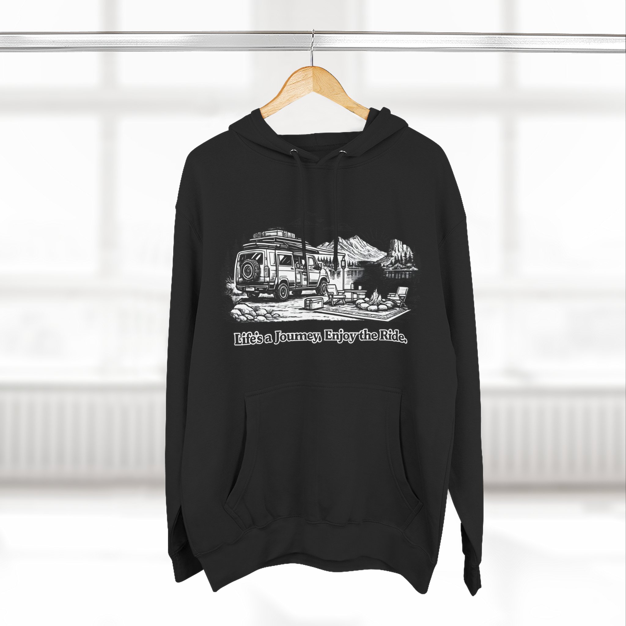 7687571814977193986_2048.jpeg Three-Panel Fleece Hoodie - "Lifes A Journey,Enjoy The Ride" Design Minimal-Line
