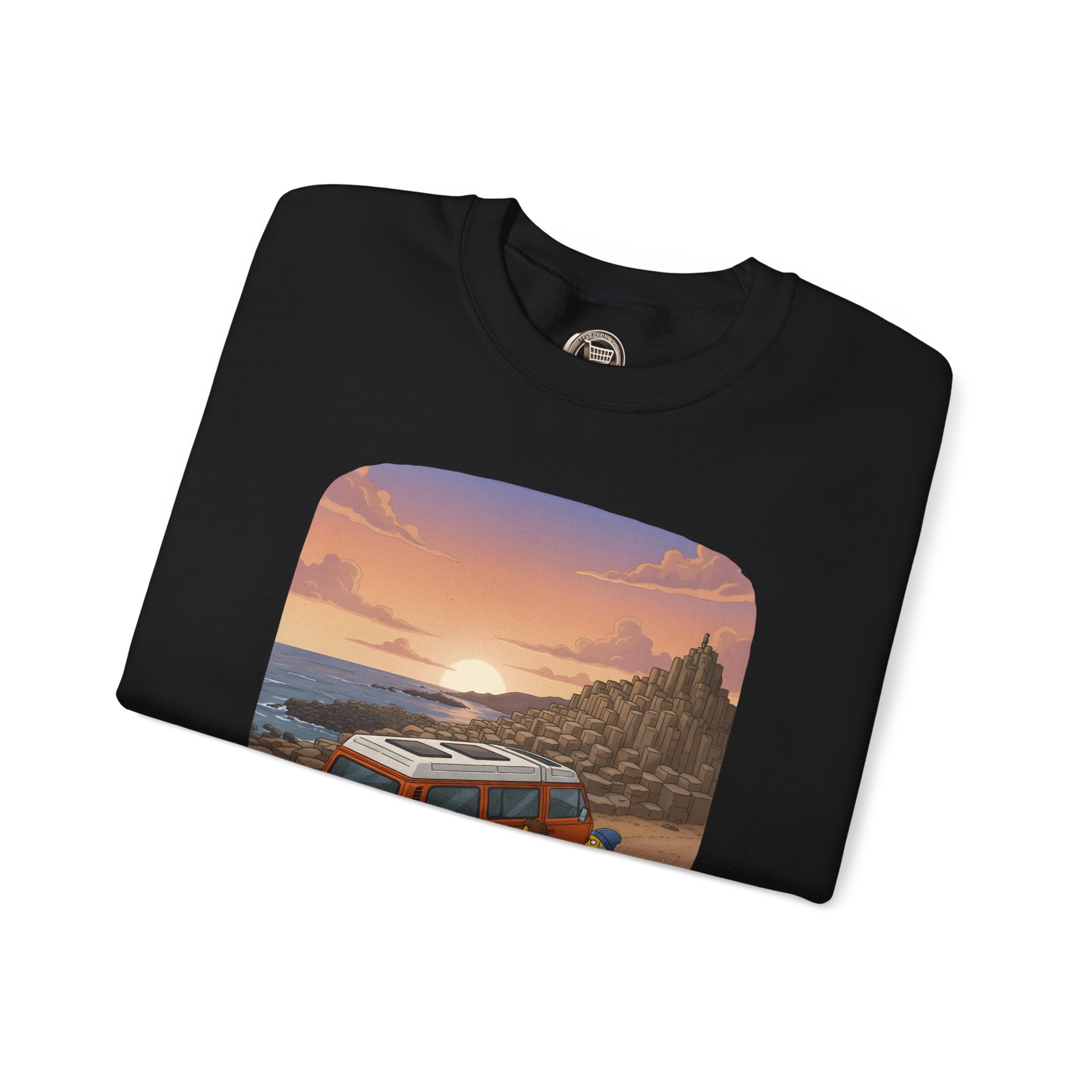 Unisex Heavy Blend™ Crewneck Sweatshirt — "Lost Roads Epic Coastlines" Design Sitcom-Line