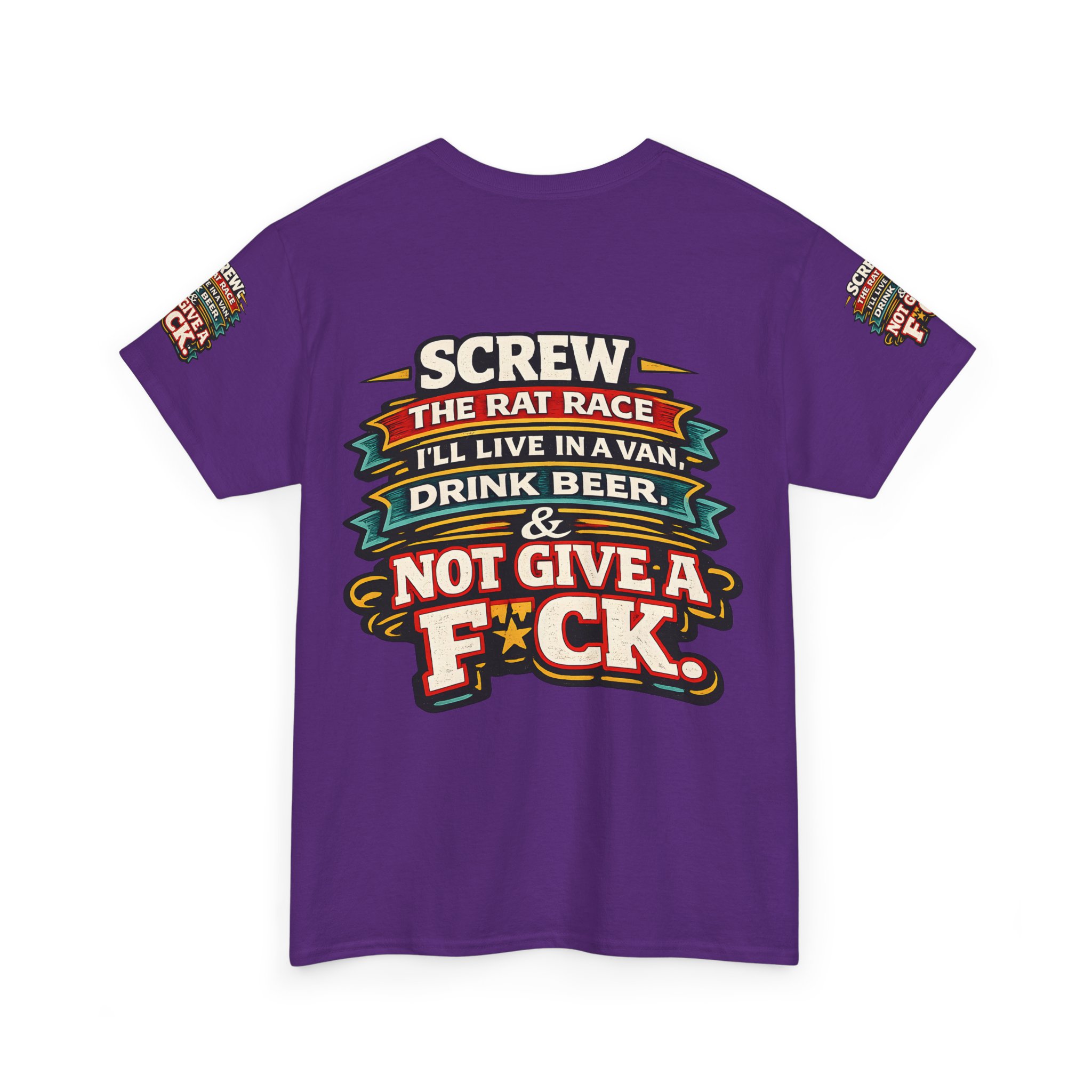 Unisex Heavy Cotton Tee — "Screw The Rat Race" Design F**K-Line