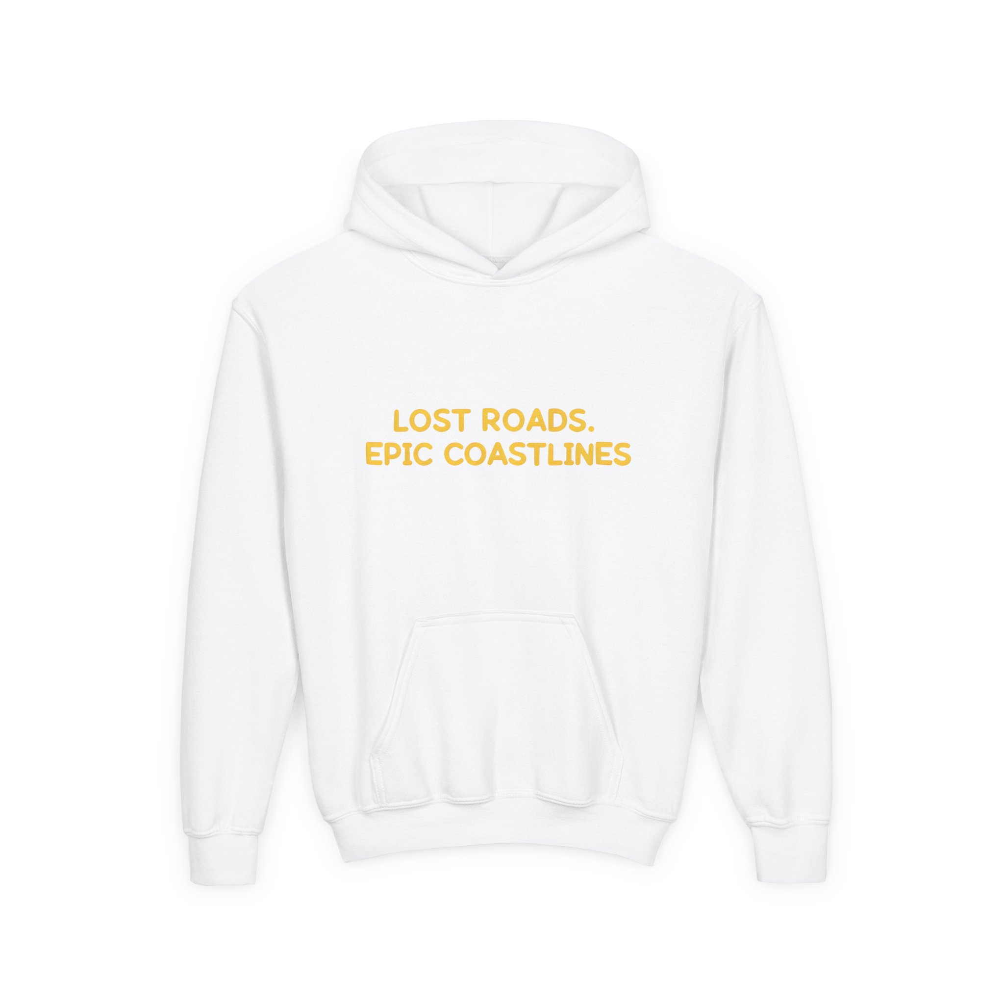 Youth Hoodie(Gildan) – "Lost Roads Epic Coastlines" (Design Sitcom-Line)
