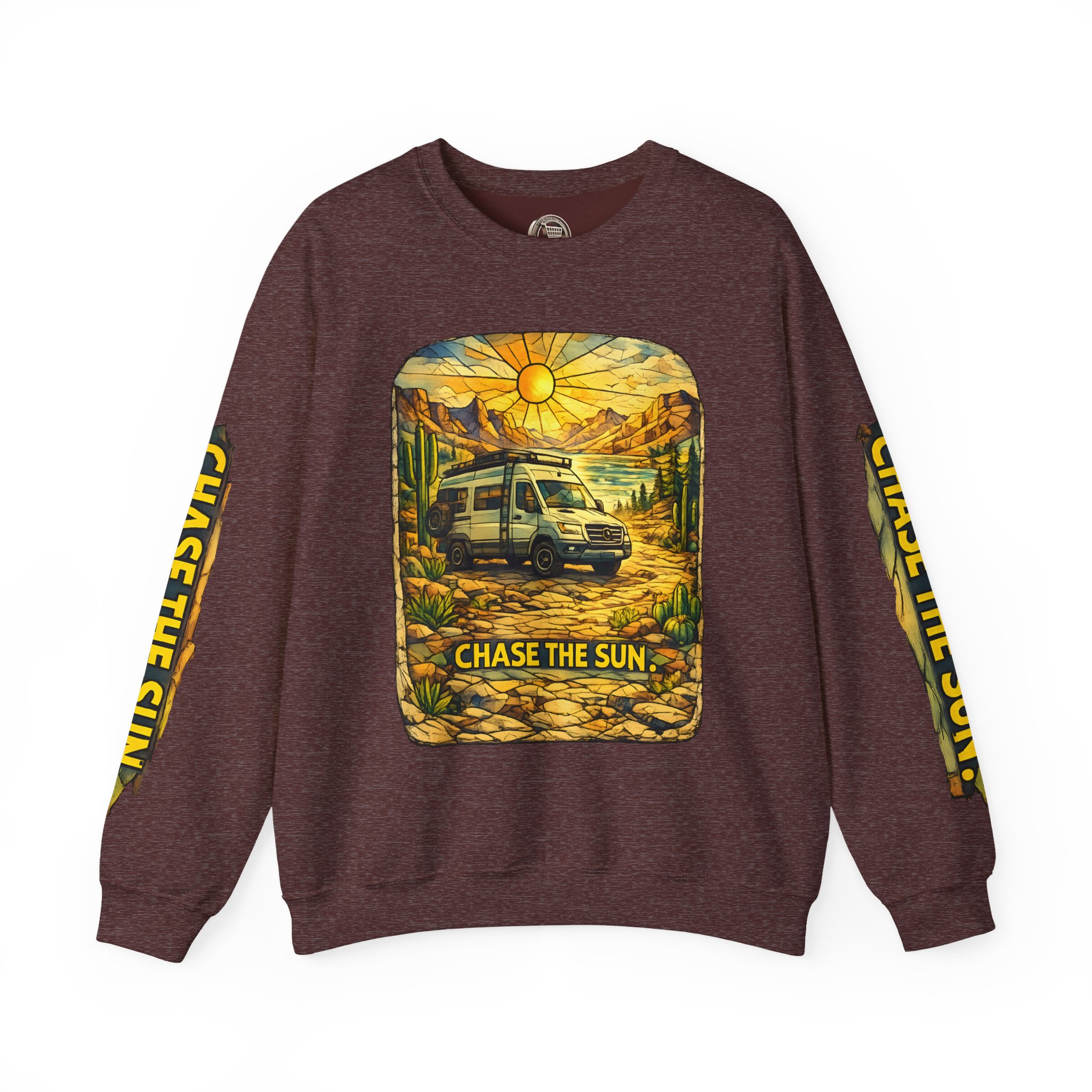 Unisex Heavy Blend™ Crewneck Sweatshirt — "Chase The Sun" Design Cubic-Line